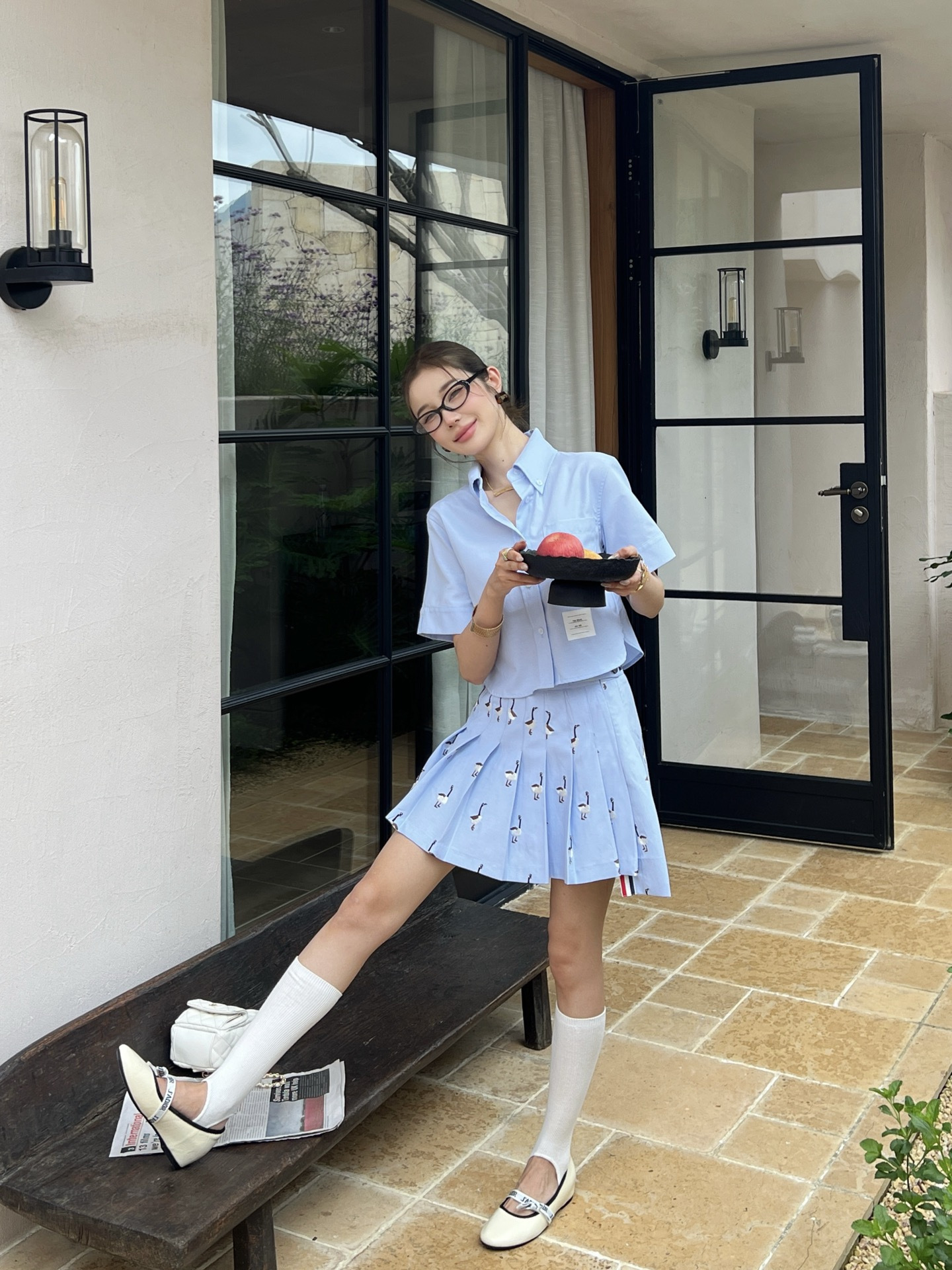 Thom 26ss shirt embroidery skirt set