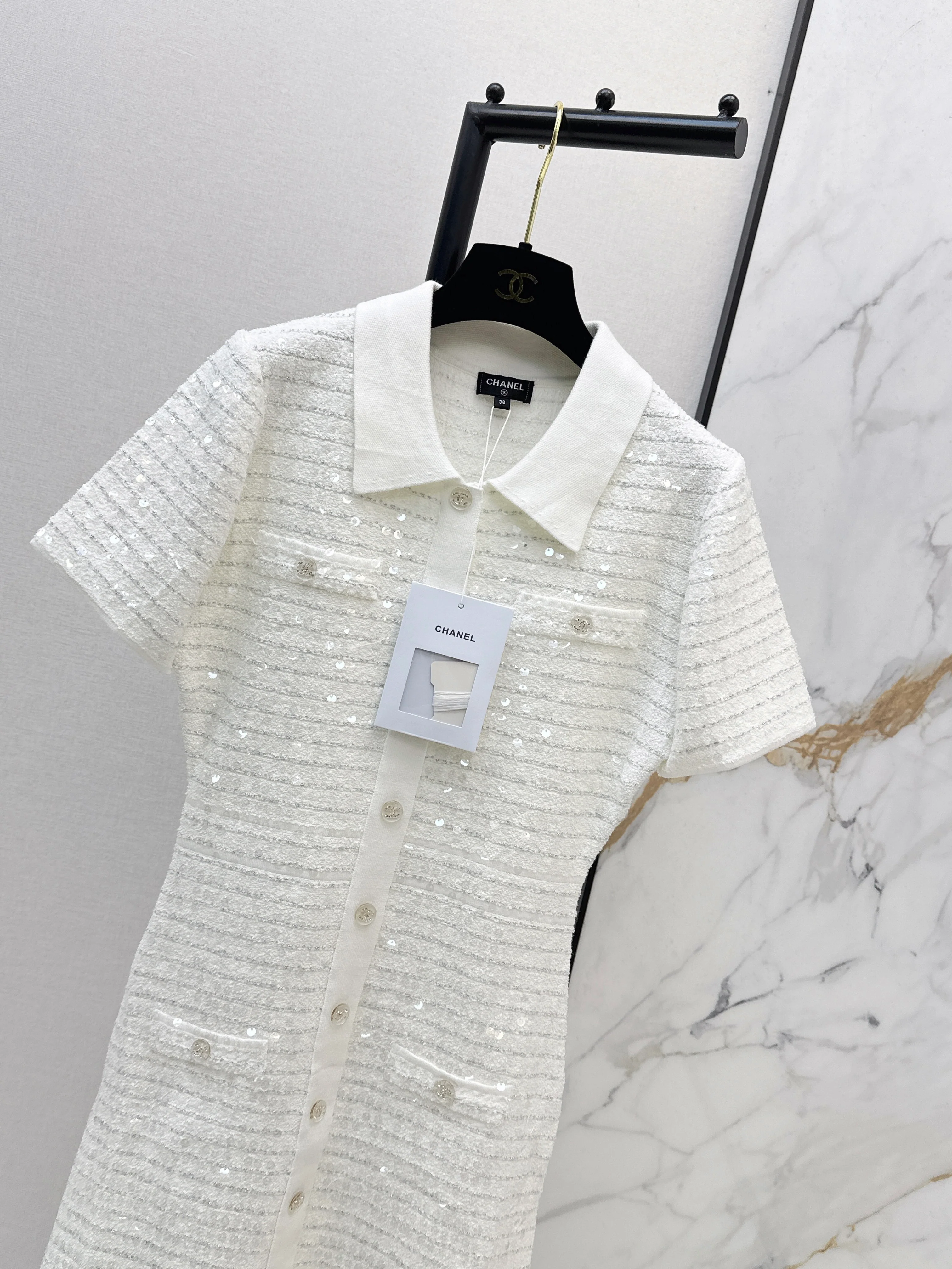 Chan 26ss sequin knitted dress