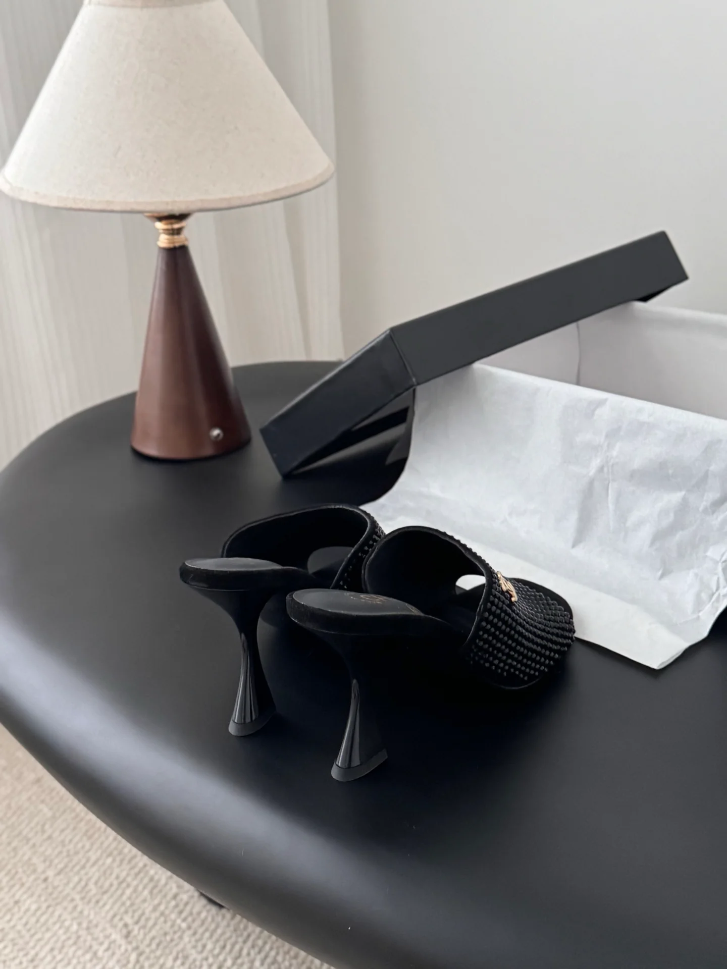 Chan 25fw high heeled slides sandals