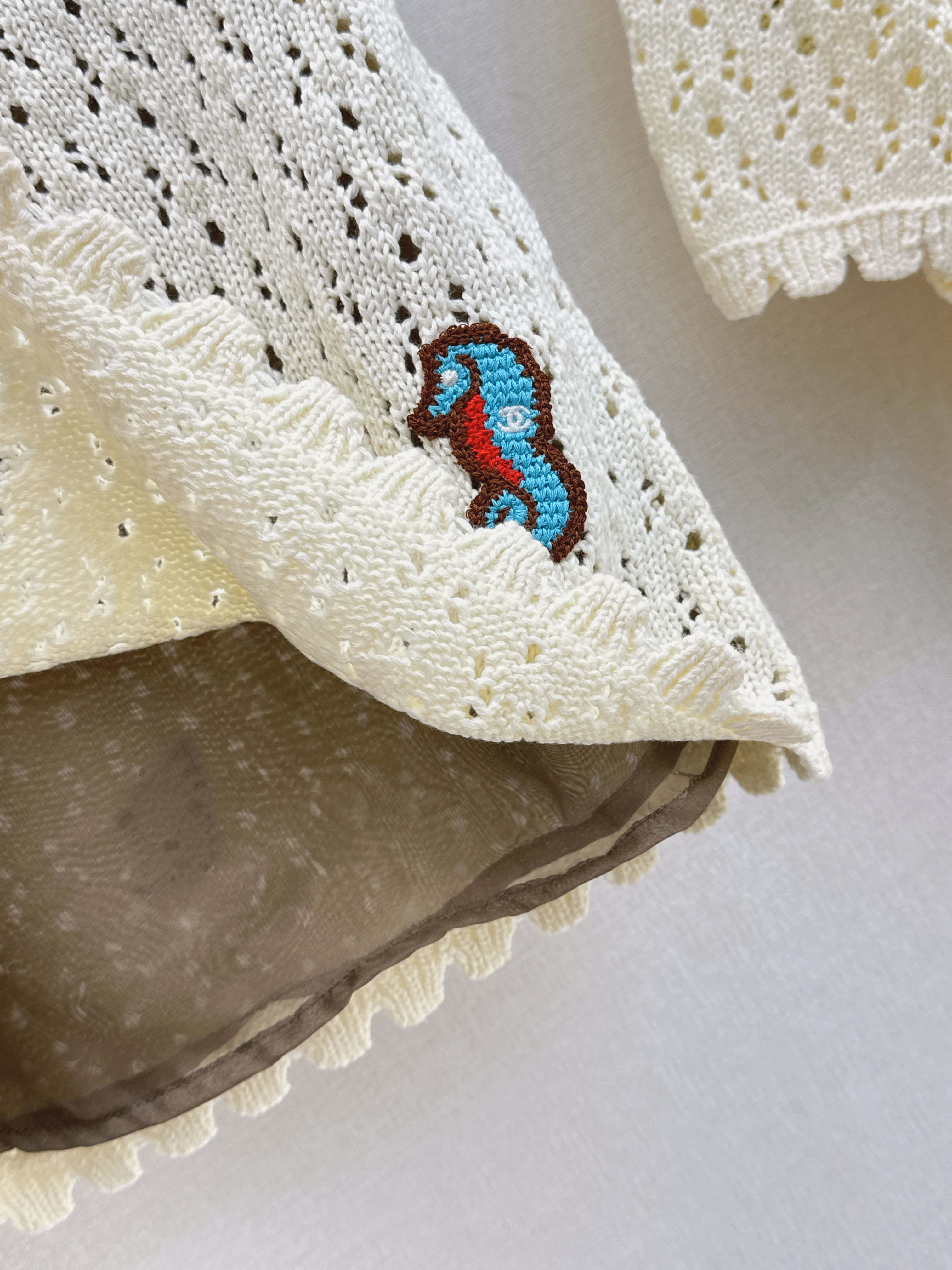 Chan 26SS Crochet Knit Mini Skirt