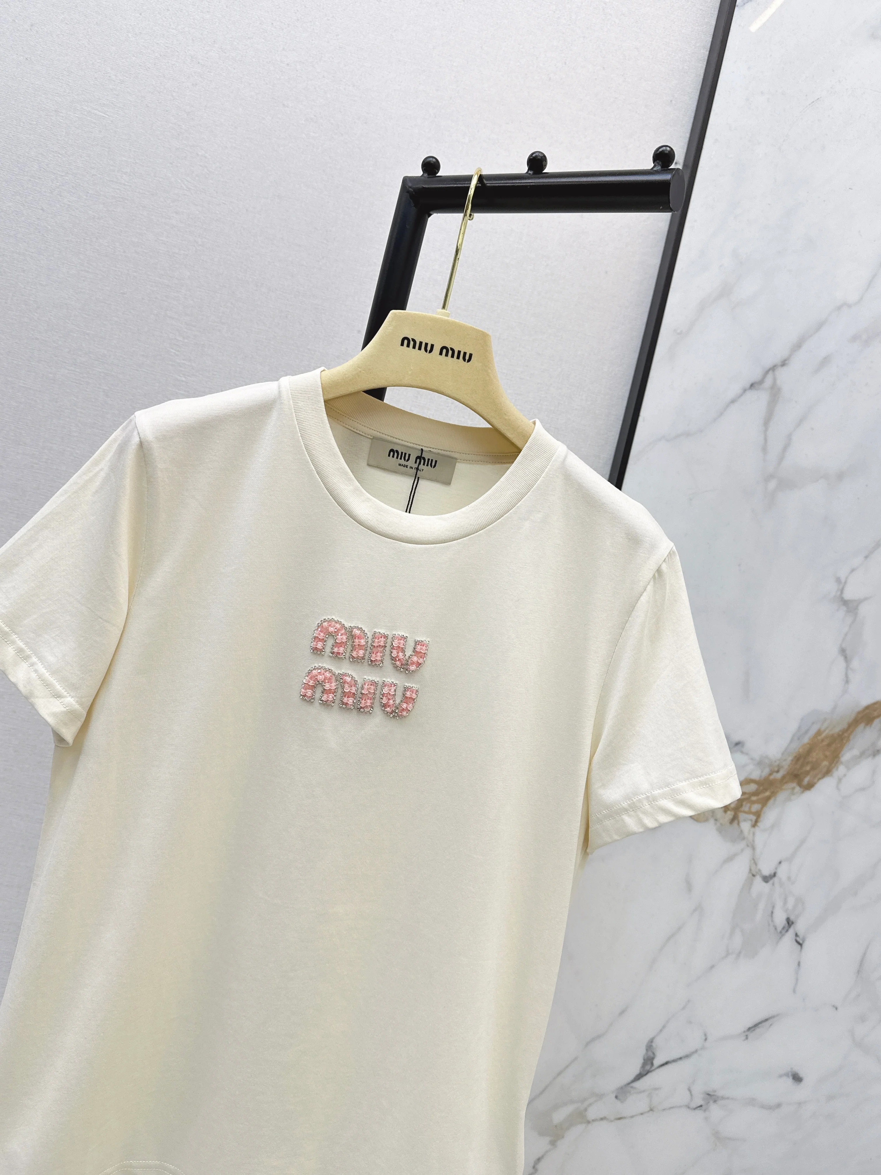 Miu 26ss beading t-shirts