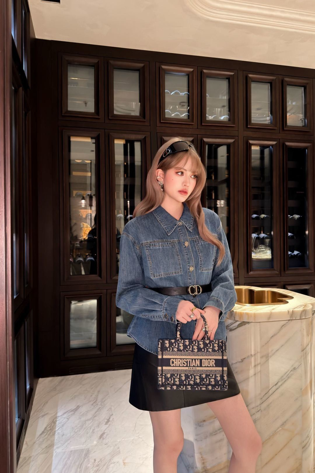 CD 26ss belted denim shirt