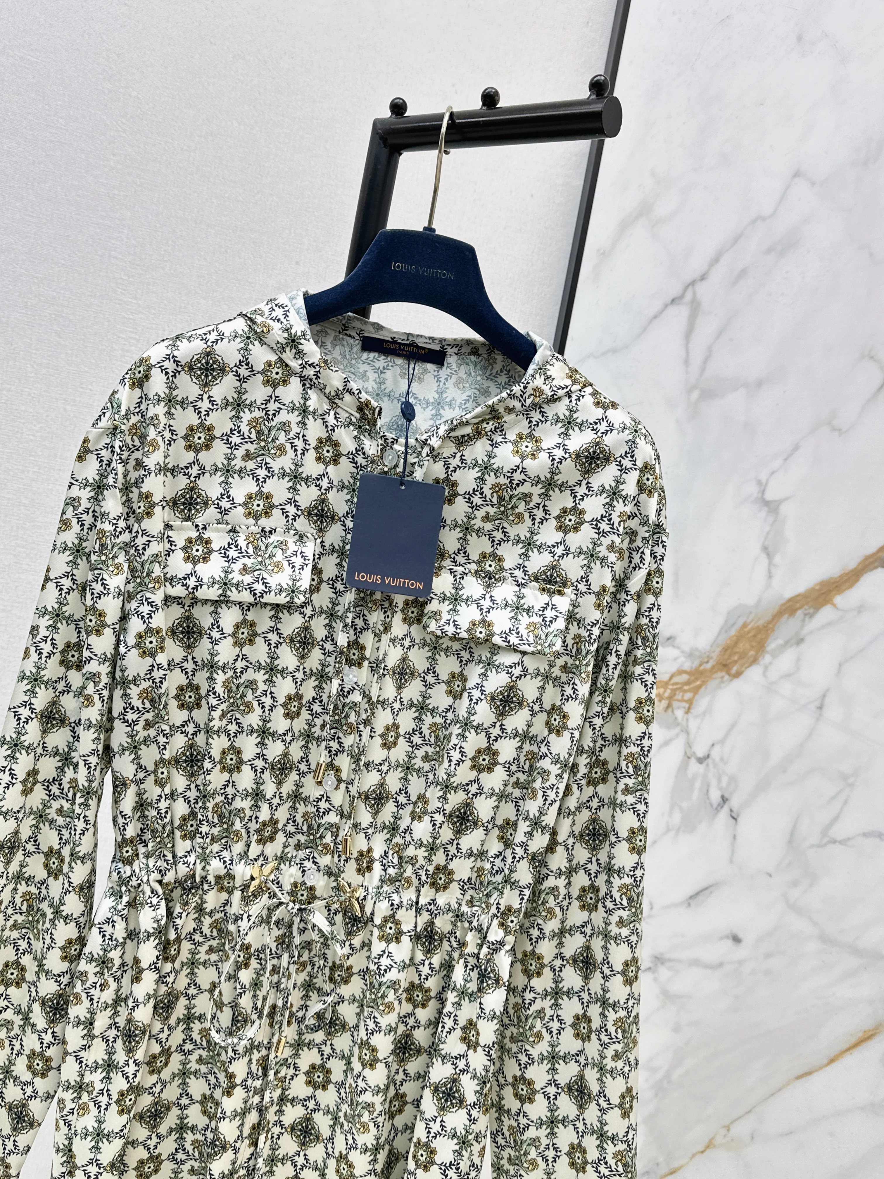 Louis 26ss print hooded dress