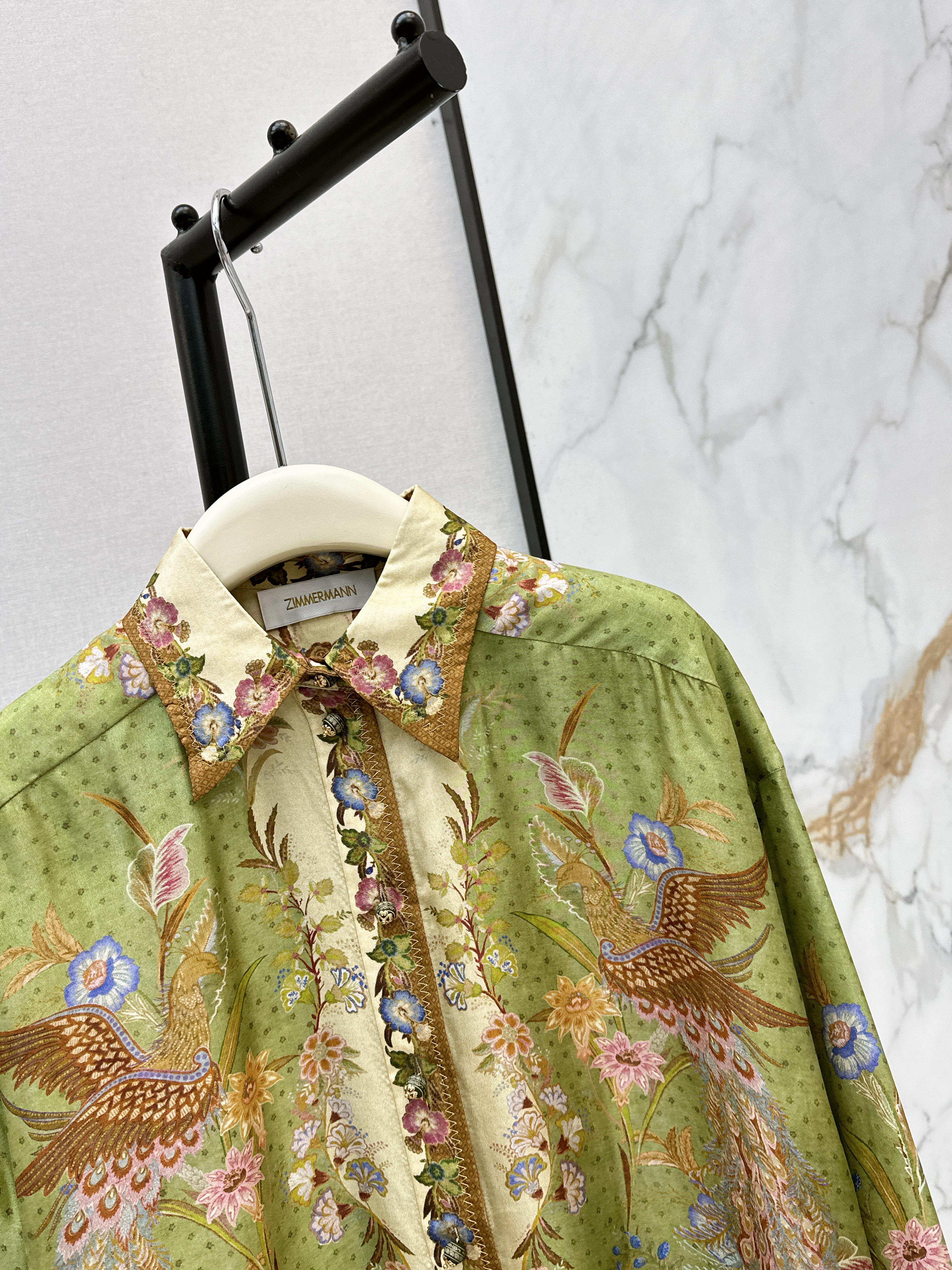Zimm 26ss print silk shirt
