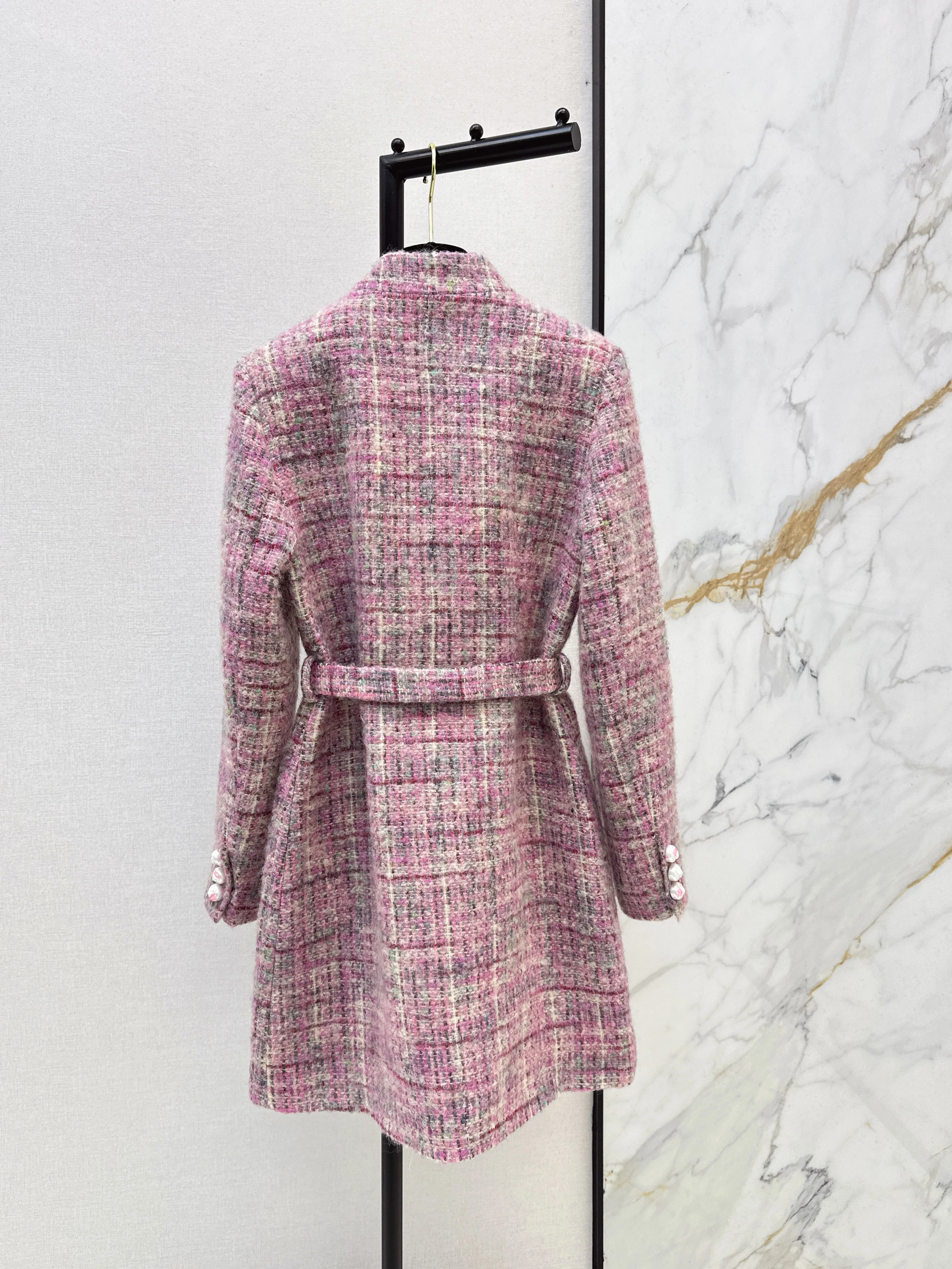 Chan 26ss check tweed coat dress