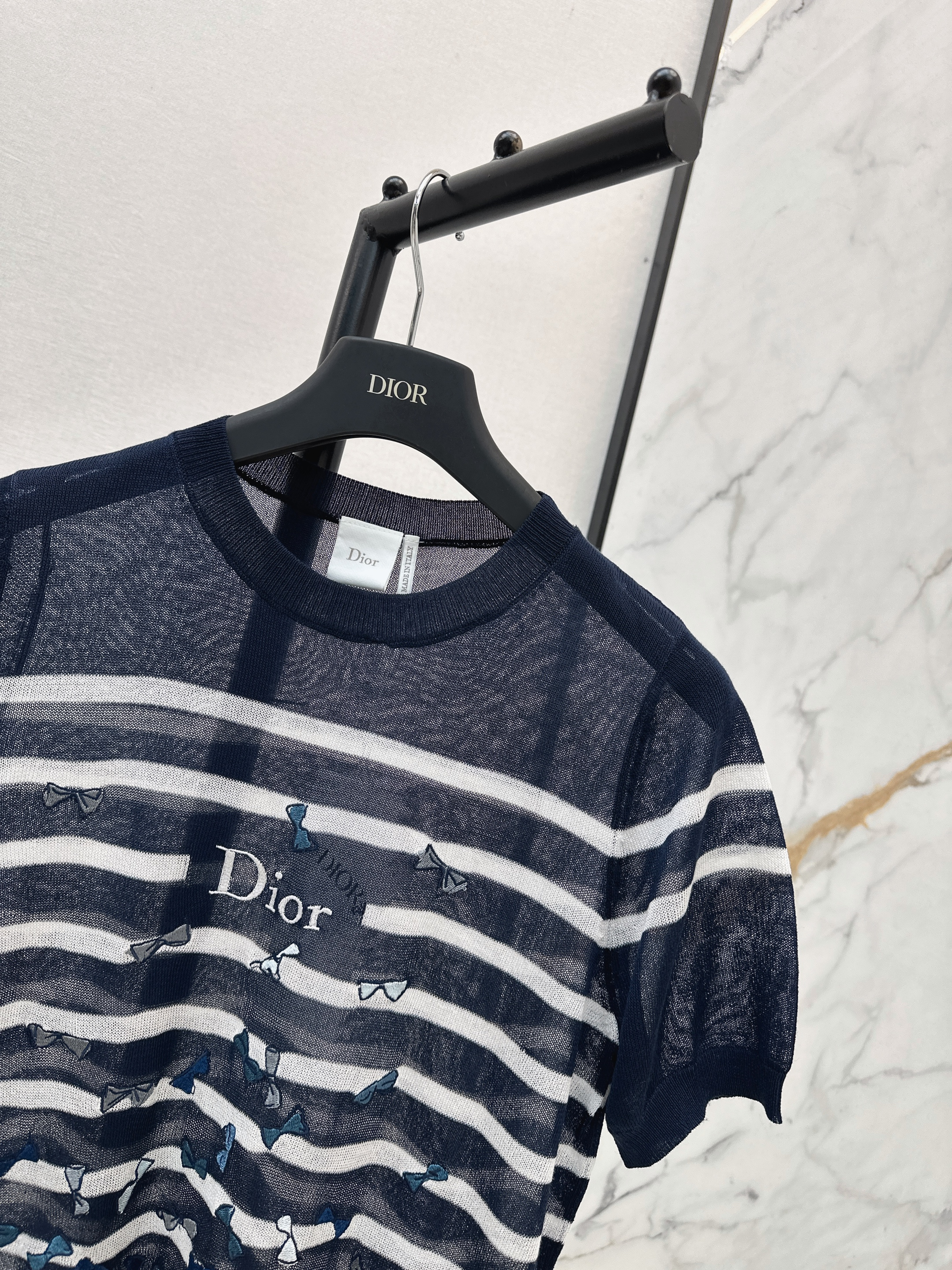 CD 26ss bow embroidery stripe top