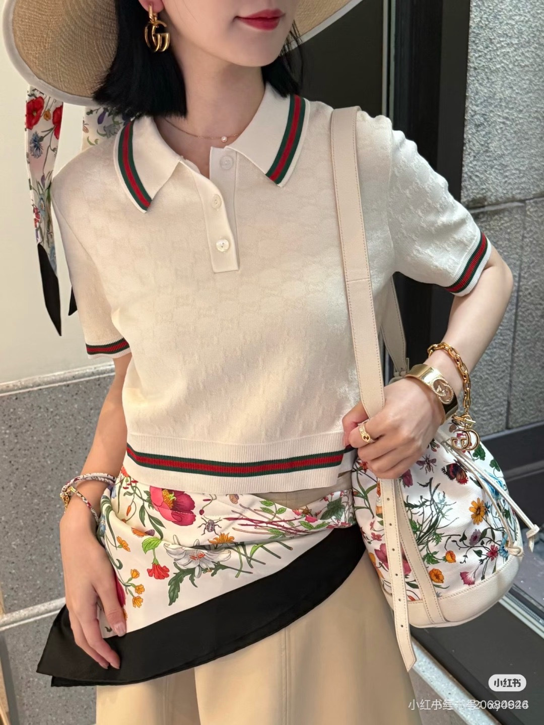 Guc 26ss jacquard polo shirt