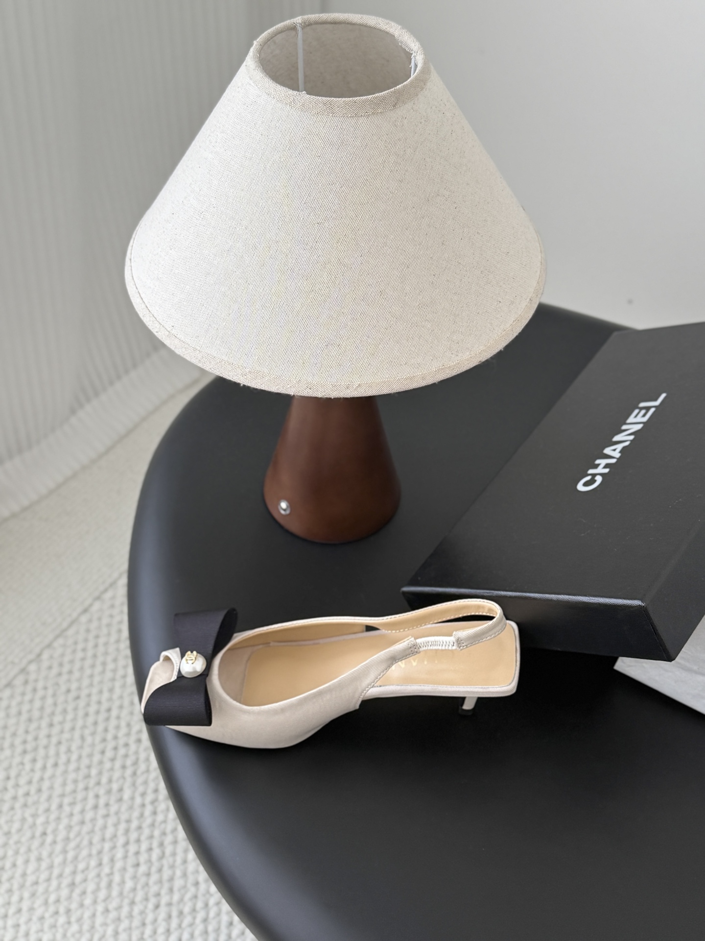 Chan 26K peep toe slingback heels