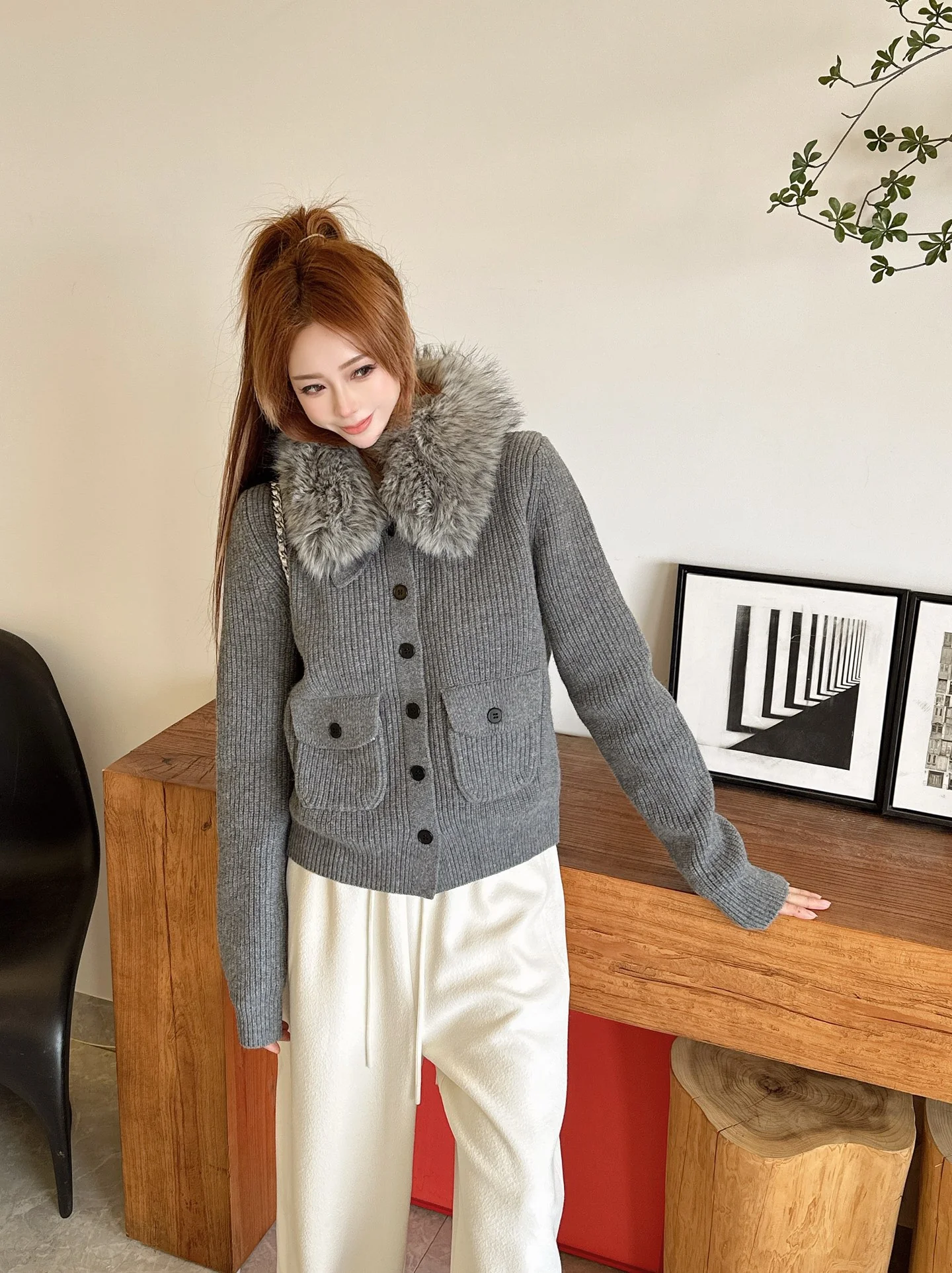 Fend 25fw wool cardigan jacket
