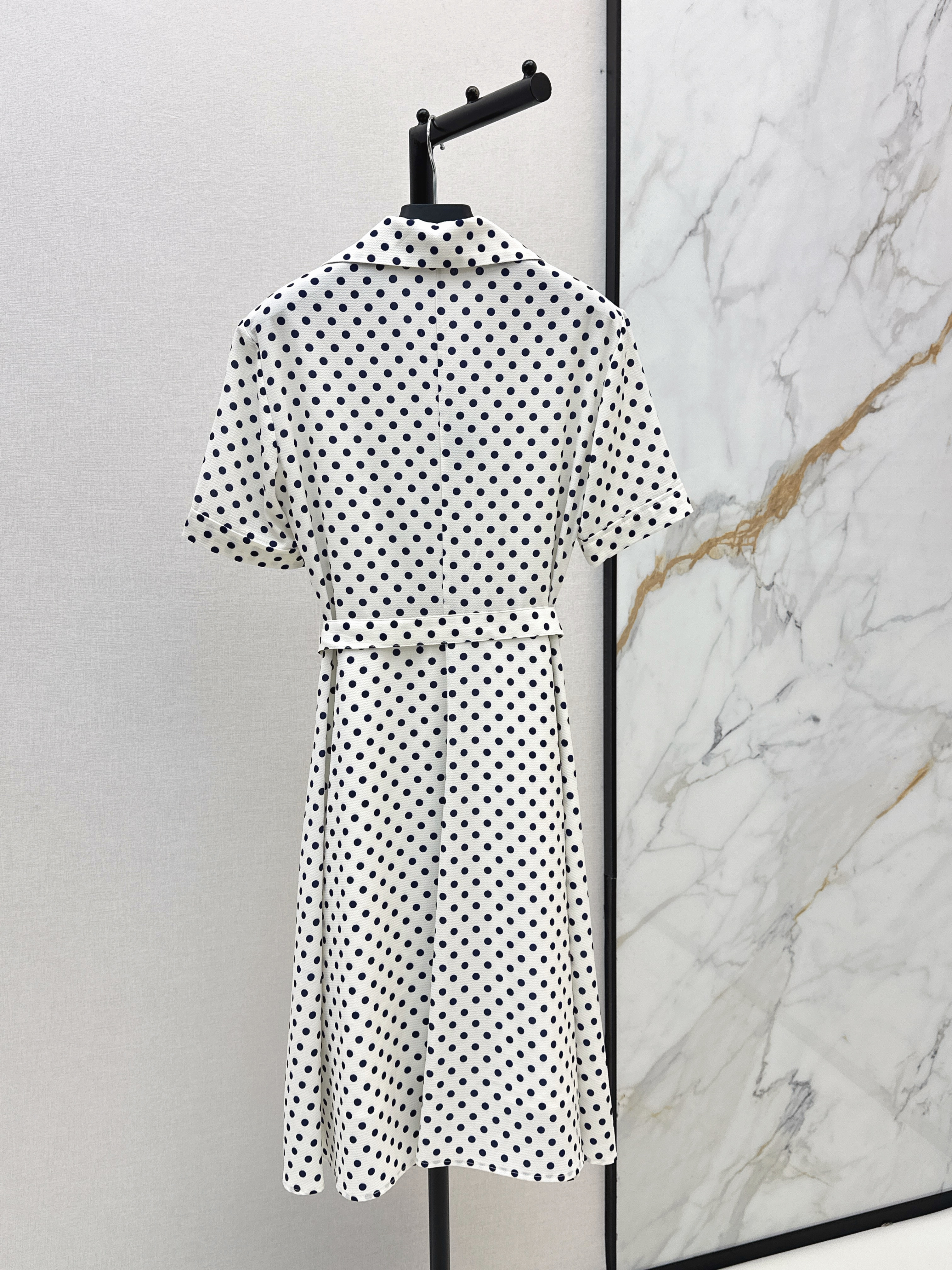 Pra 26ss Polka Dot Belted Shirt Dress