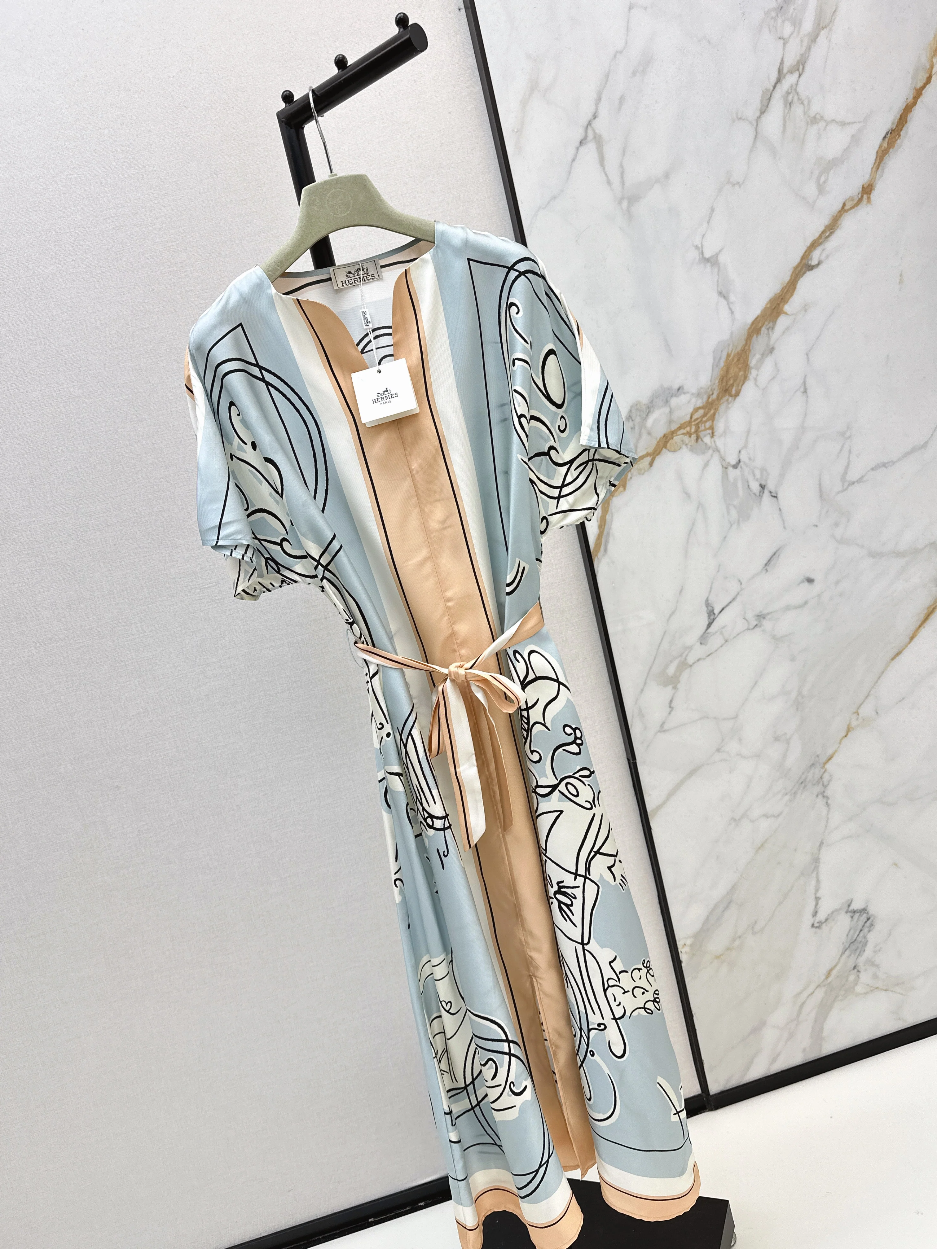 Herm 26ss print silk dress