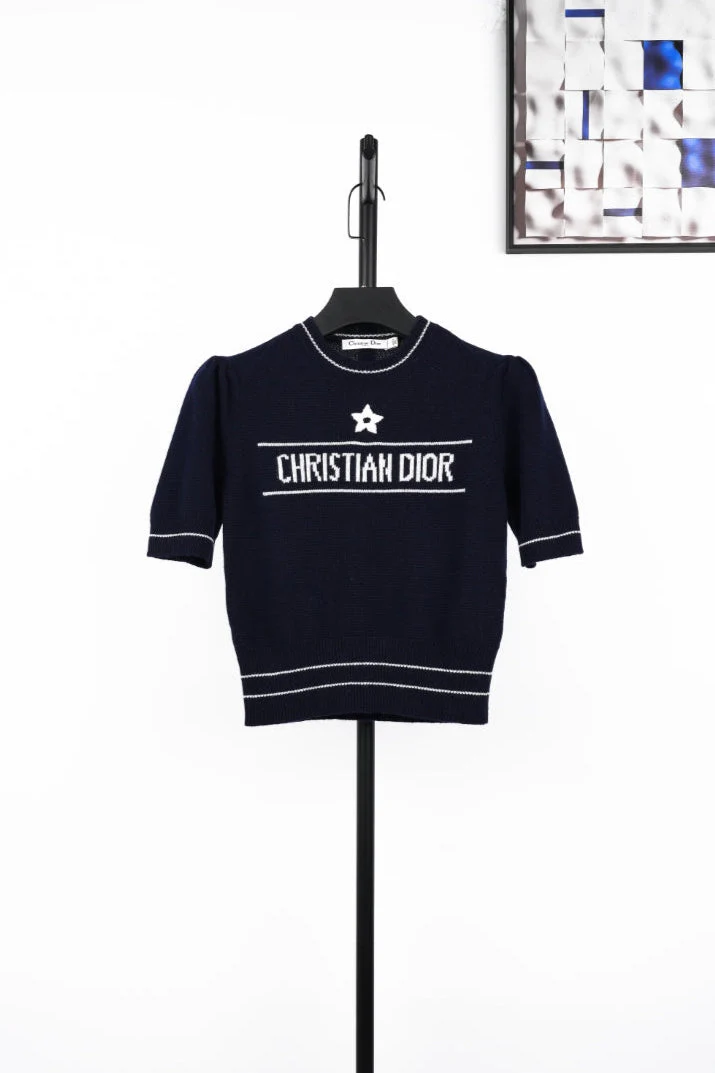 D 25ss wool embroidered knitted t-shirt