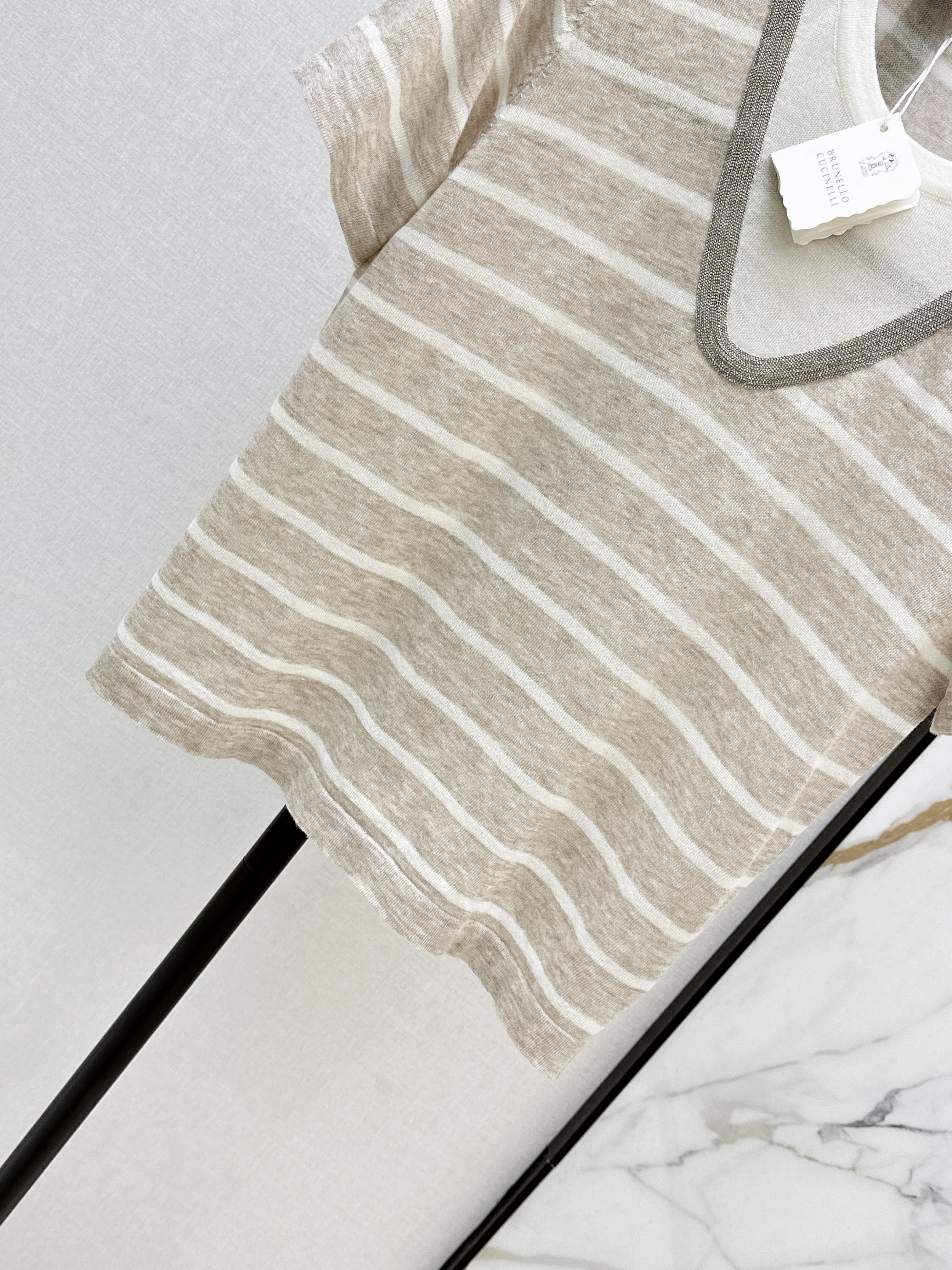 Brune 26SS Beige Striped Knit Top