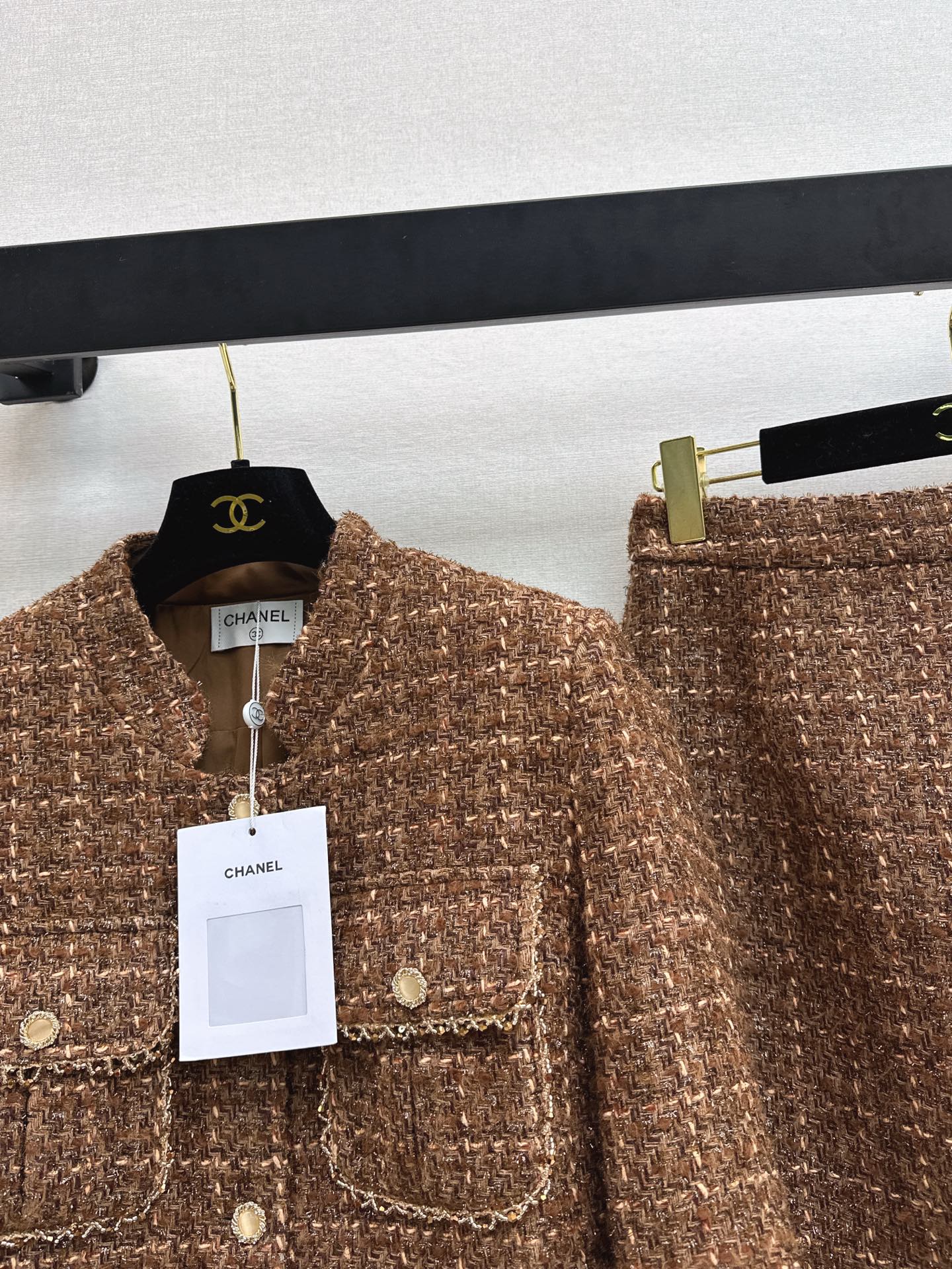 Chan 26ss woven jacket skirts sets