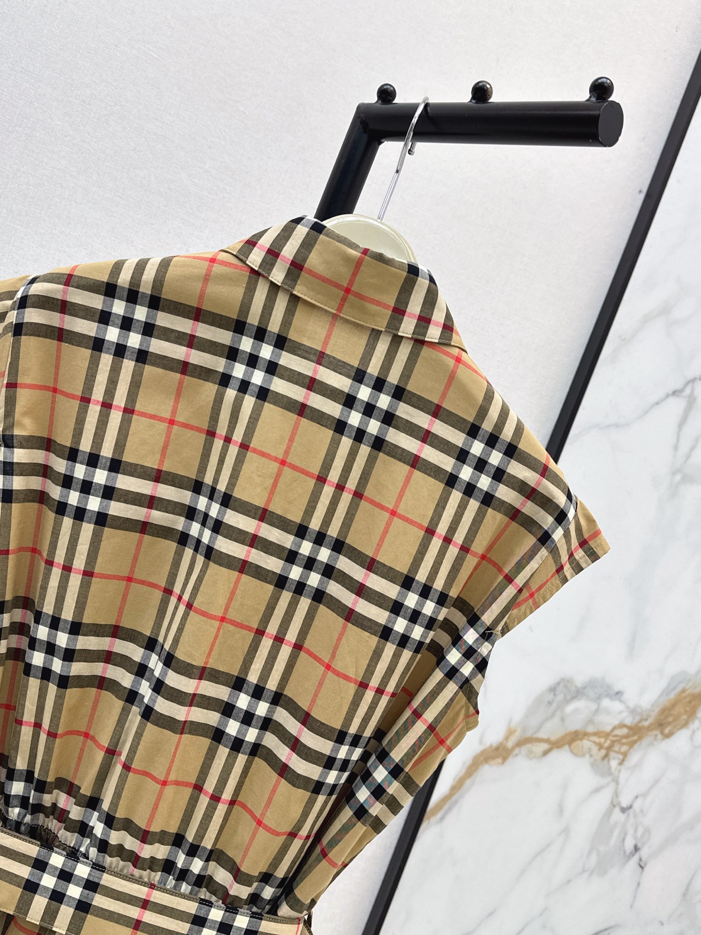 Bur 26ss check belted dress