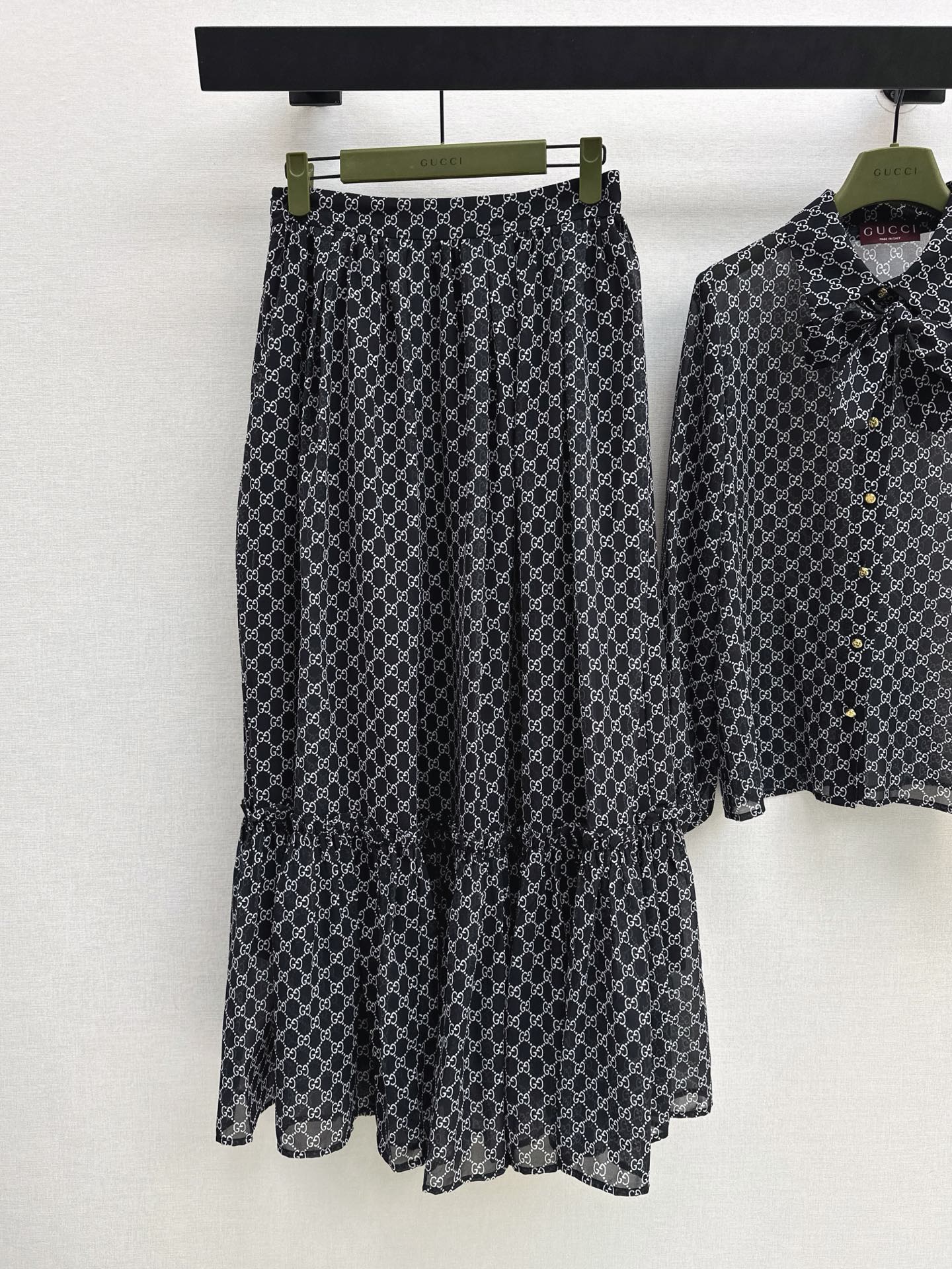 Guc 26ss print shirt skirt sets