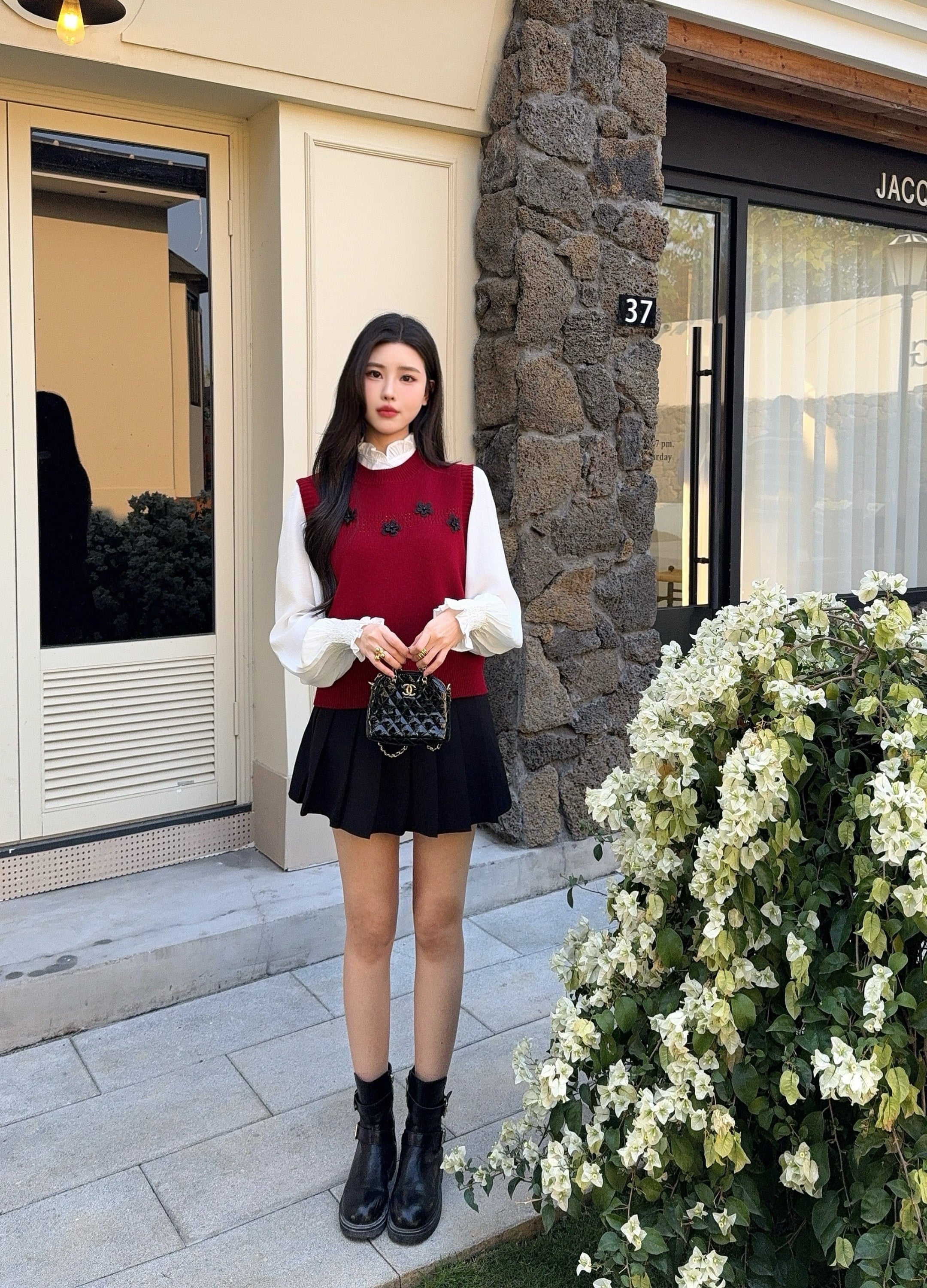 Chan 26ss elegant shirts knit vest