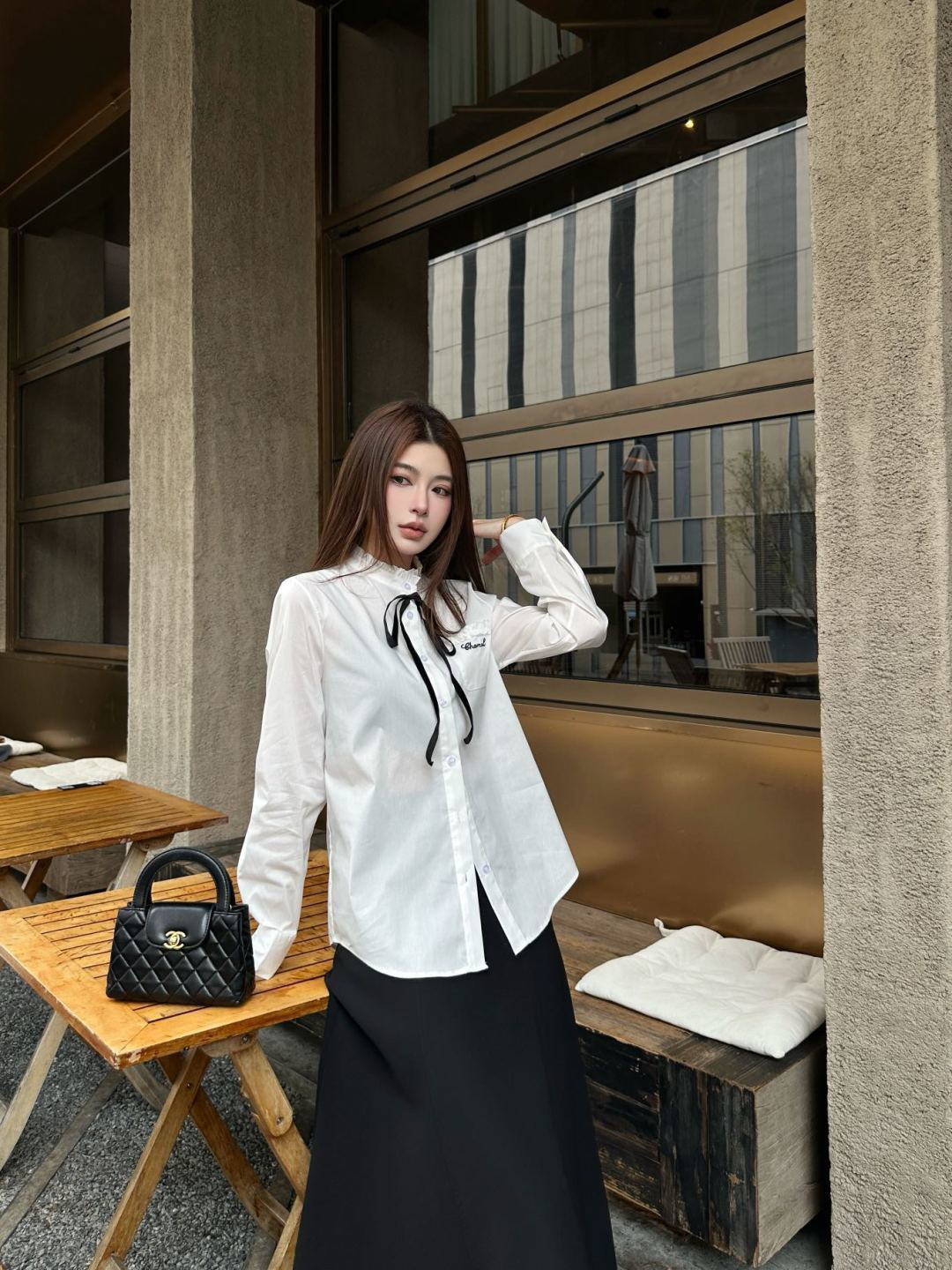 Chan 26ss ribbon shirts