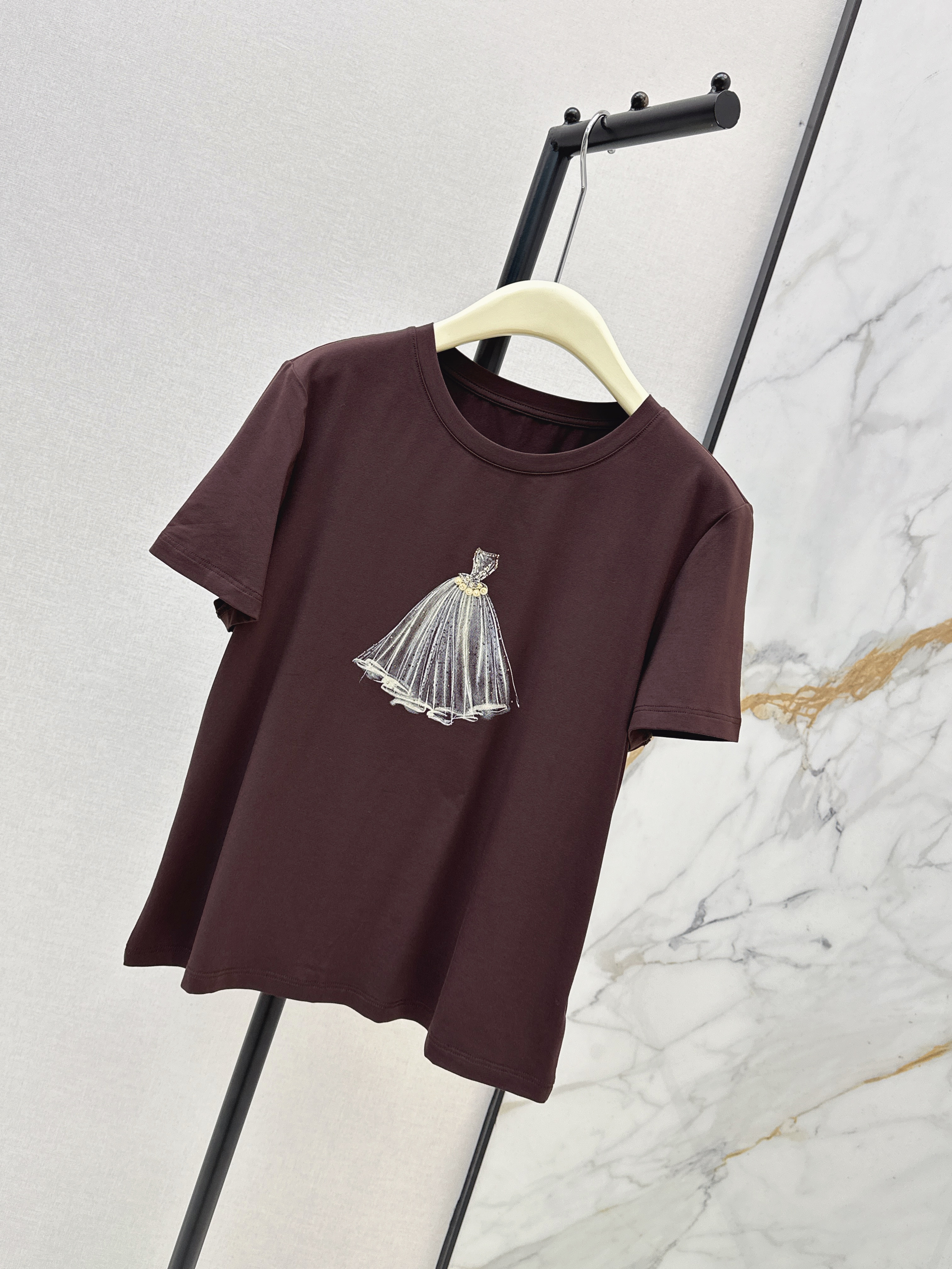 Chan 26ss beading print t-shirt