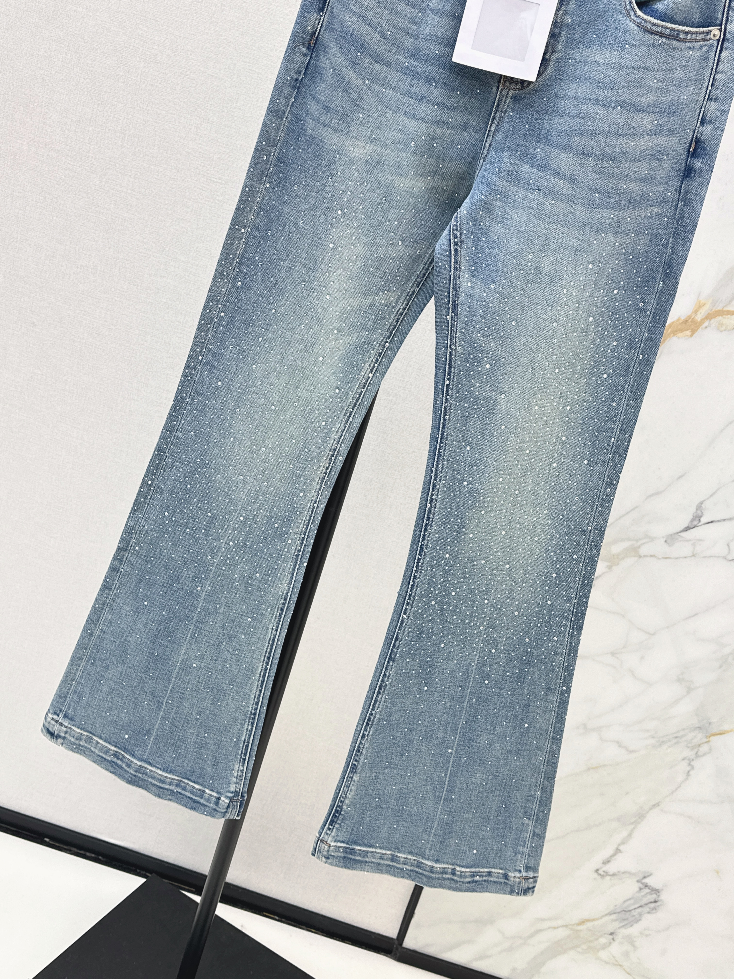 Chan 26ss rhinestone flared jeans