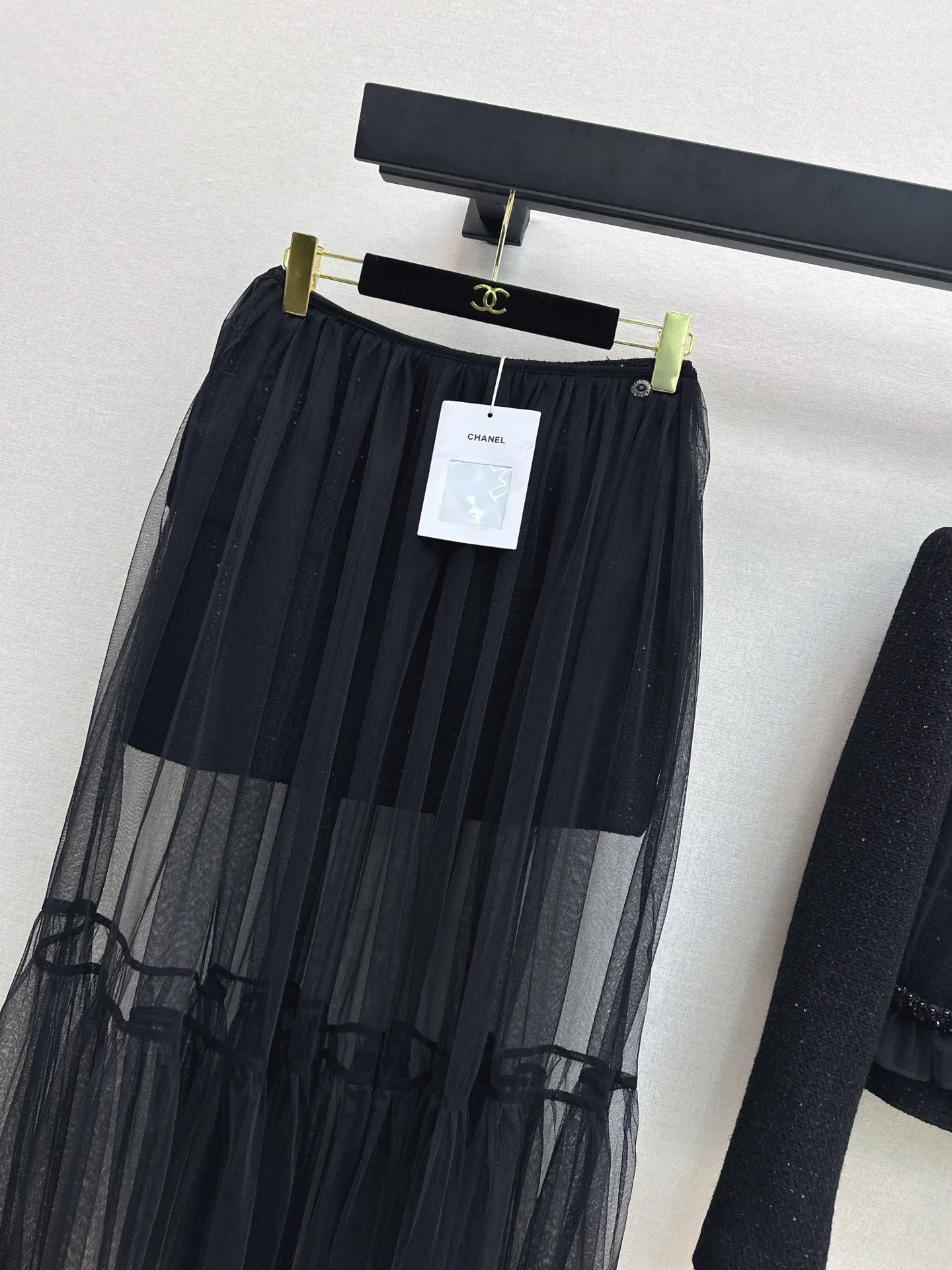Chan 25fw woven skirt+ mash skirt set