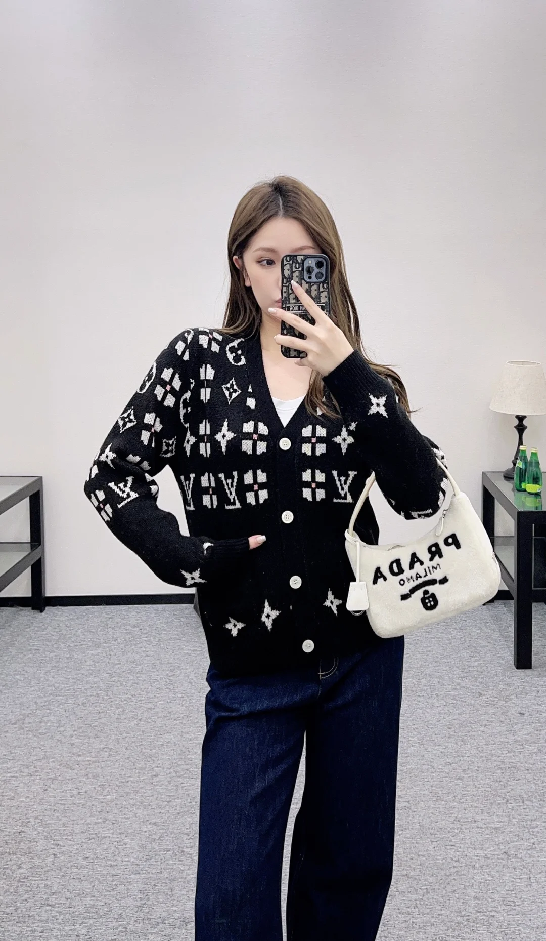 Louis 26ss jacquard knit cardigan