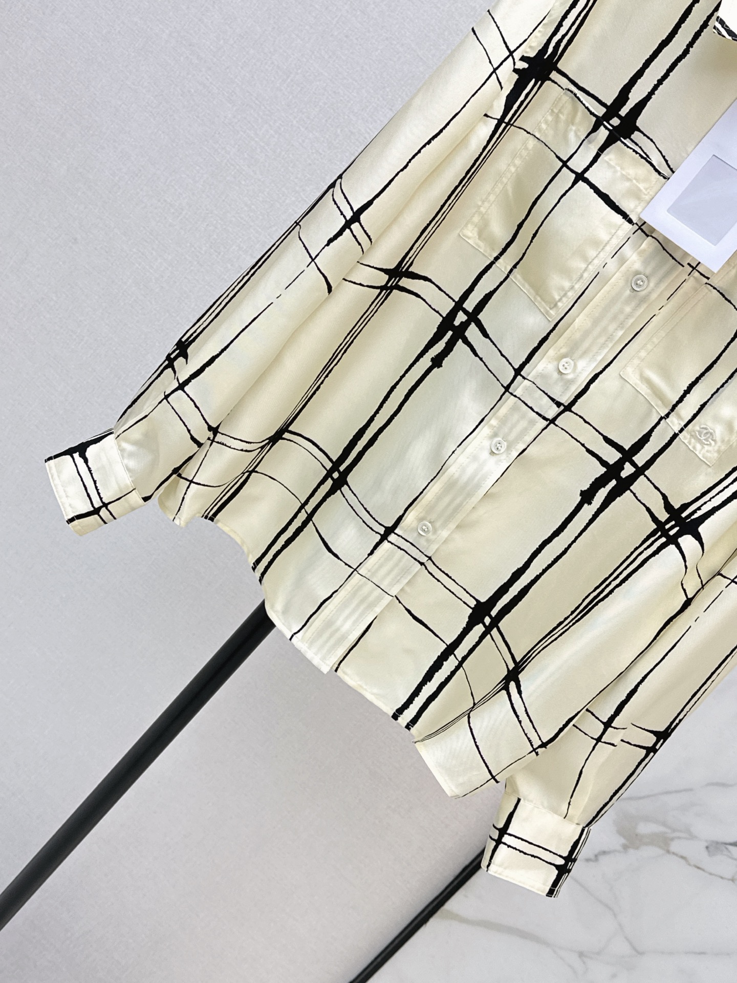 Chan 26ss check print silk shirt