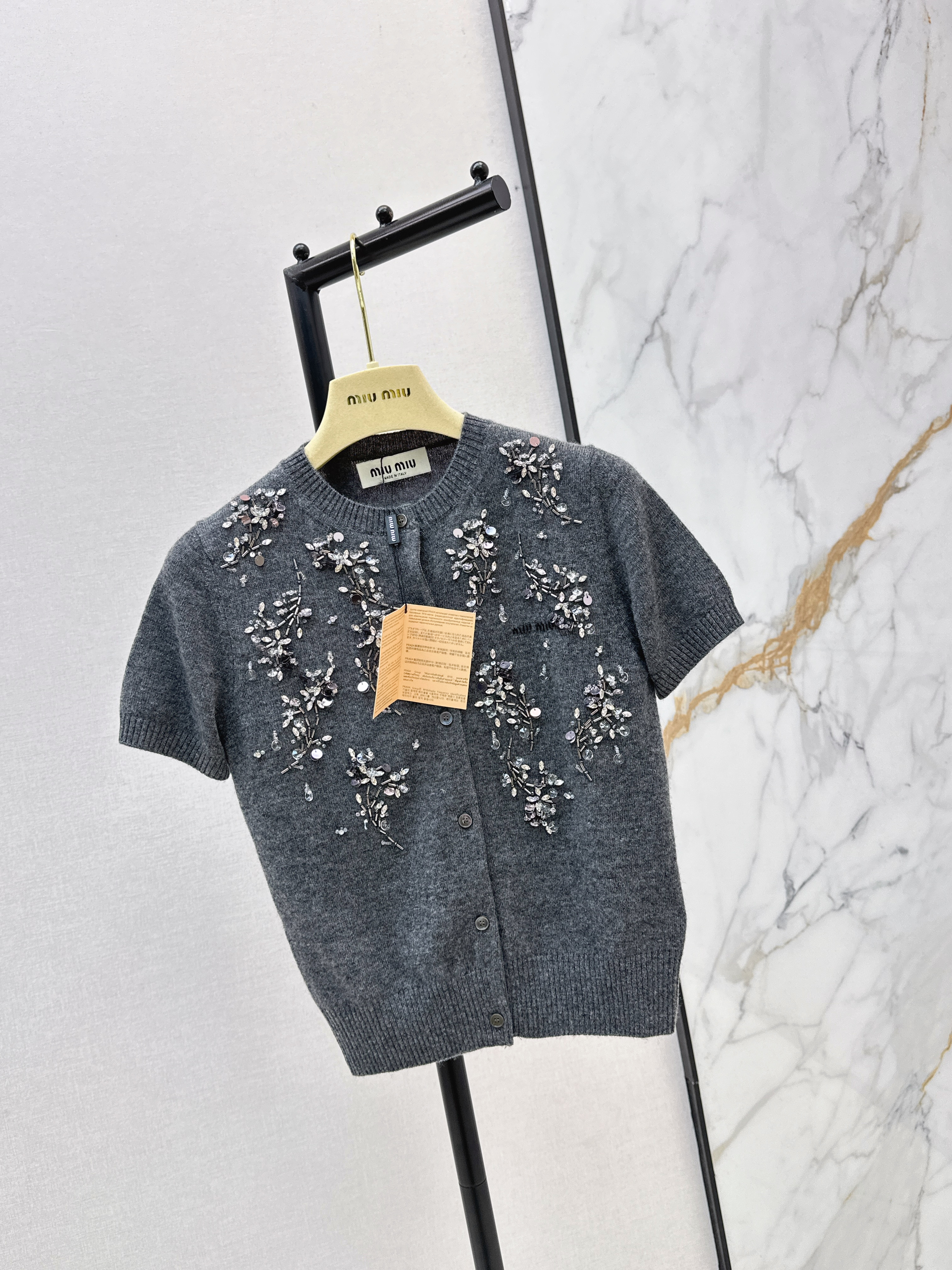 Miu 26ss beading cardigan