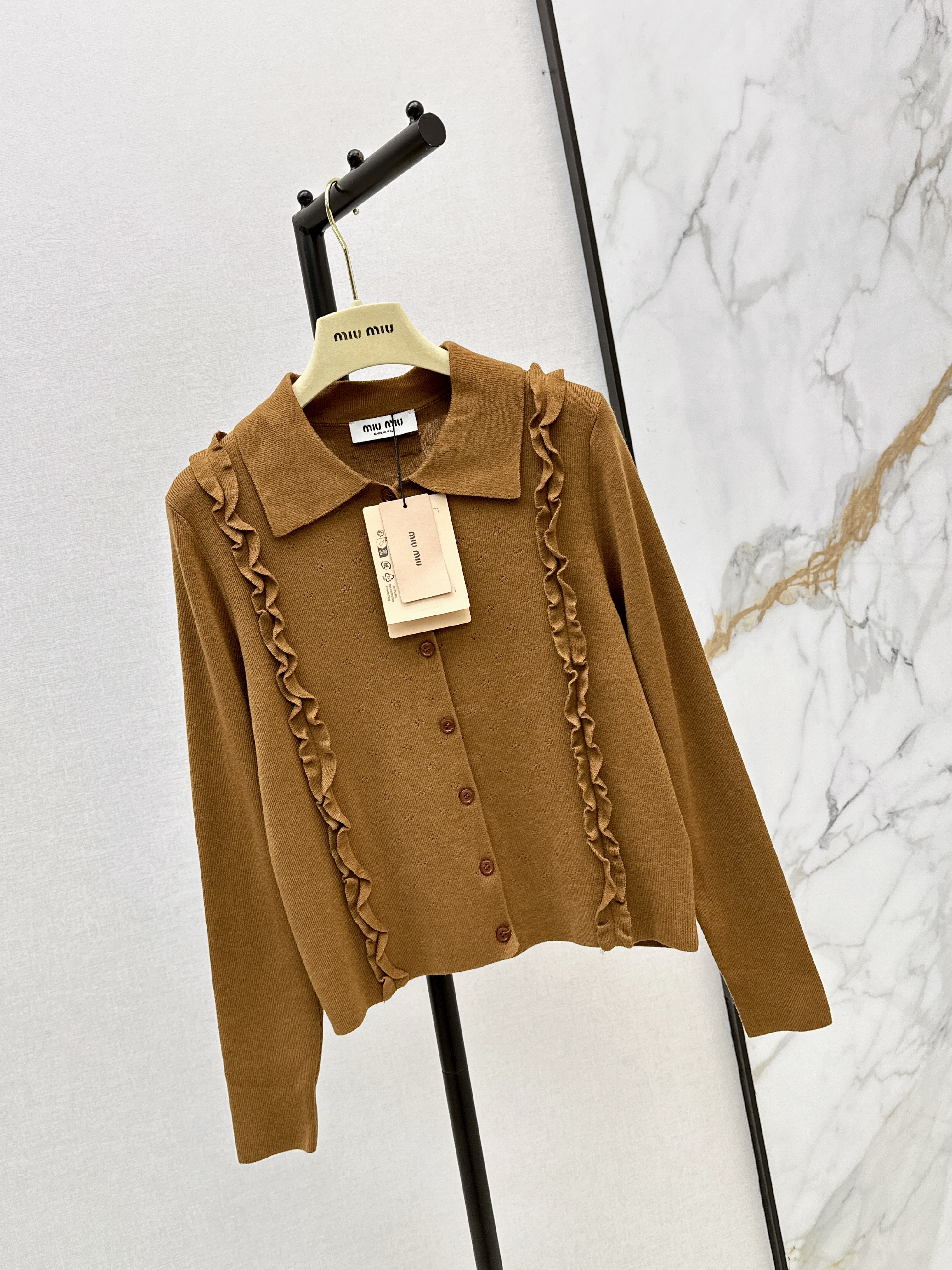 Miu 26ss ruffle cardigan