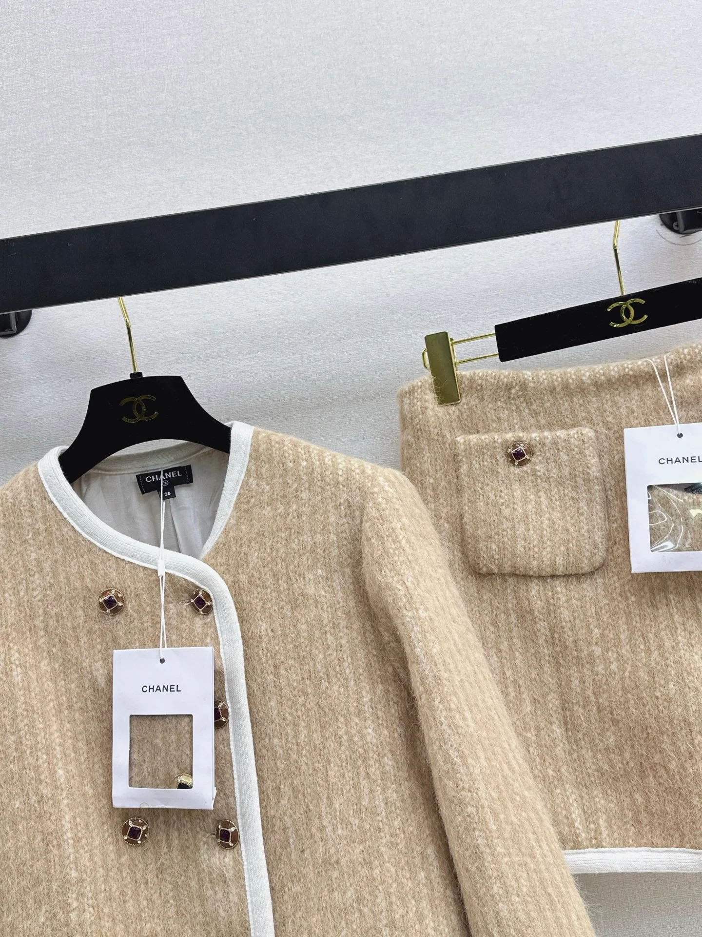 Chan 26ss woolen jacket skirts outfit sets