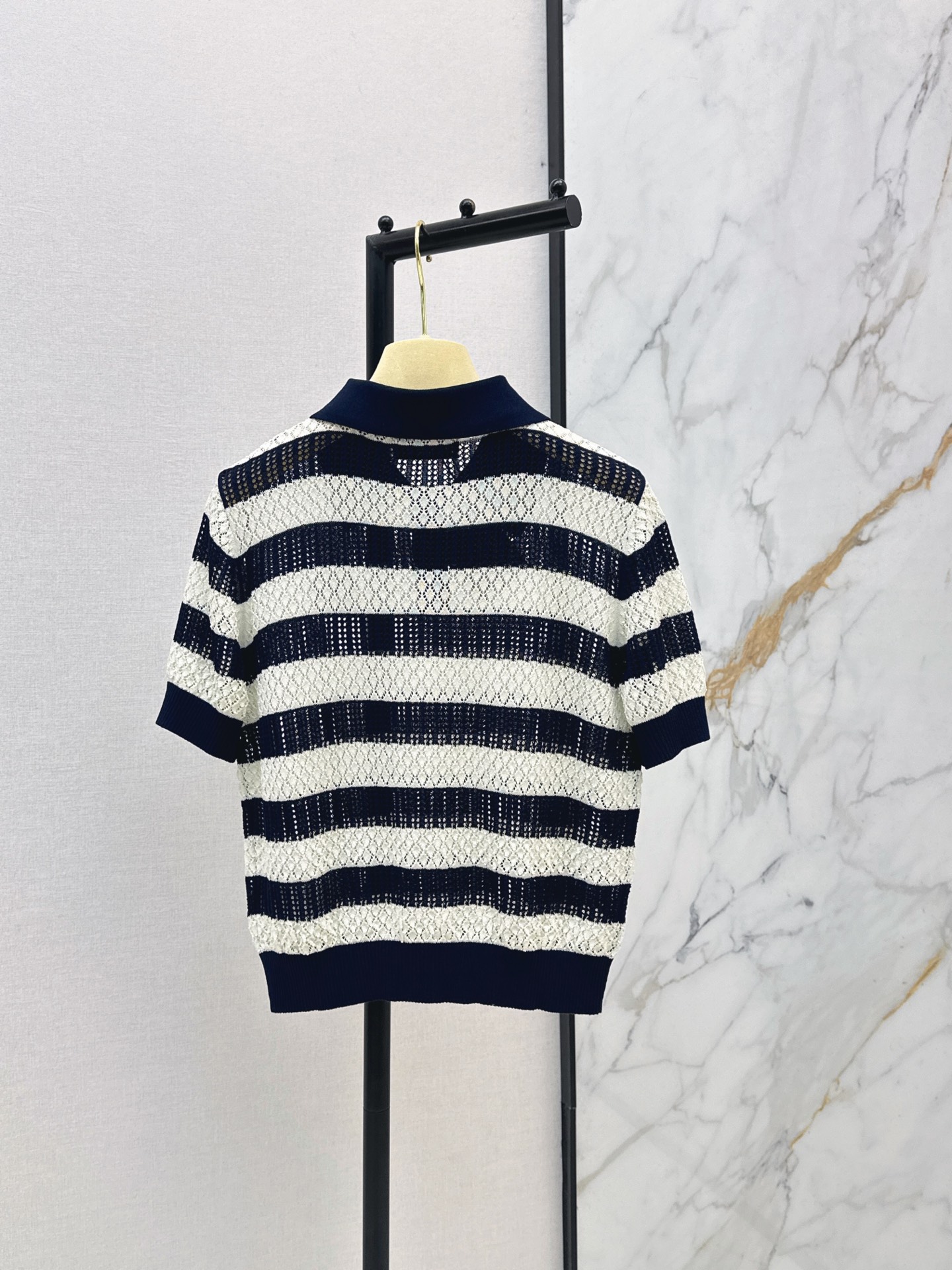 Miu 26ss stripe knit polo shirt