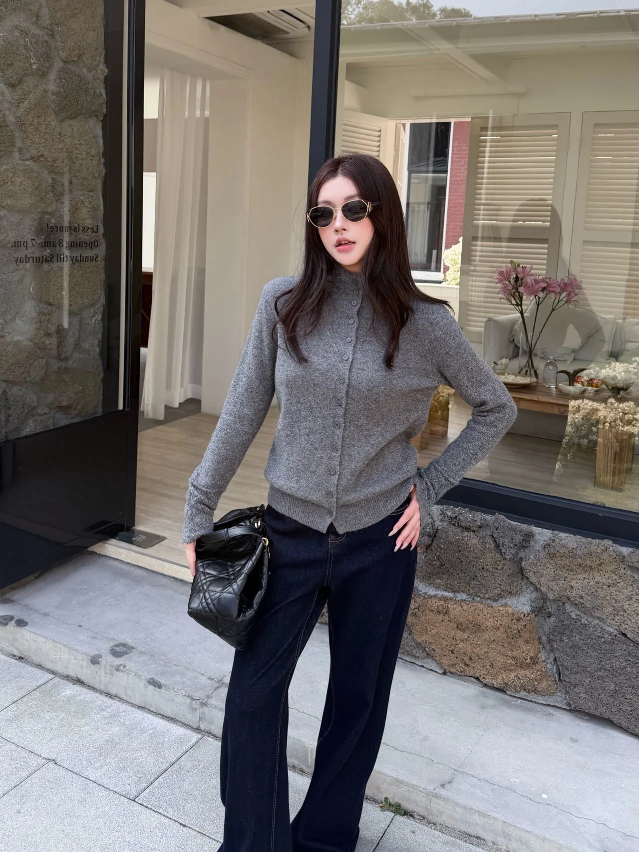 Chol 26ss high neck cardigan