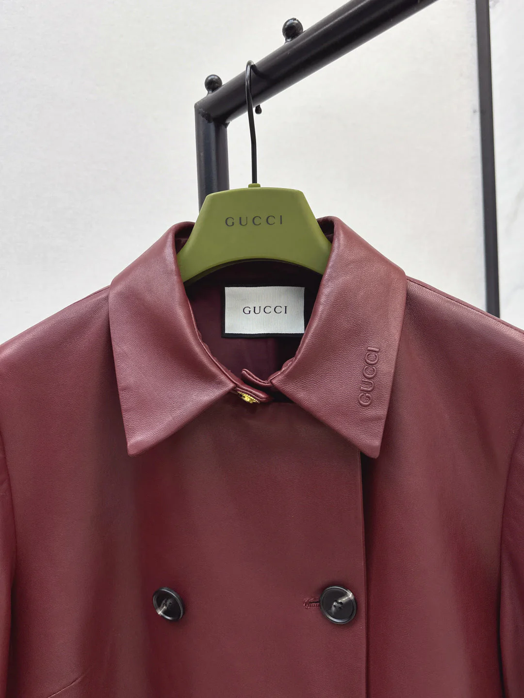 Guc 25fw leather trench coat