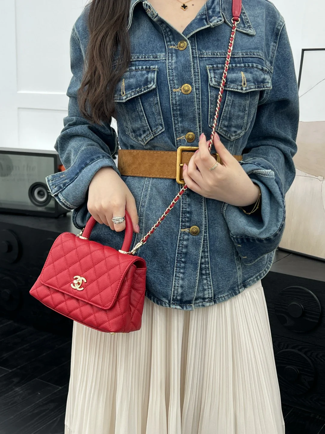 Chan mini coco handle shoulder bag