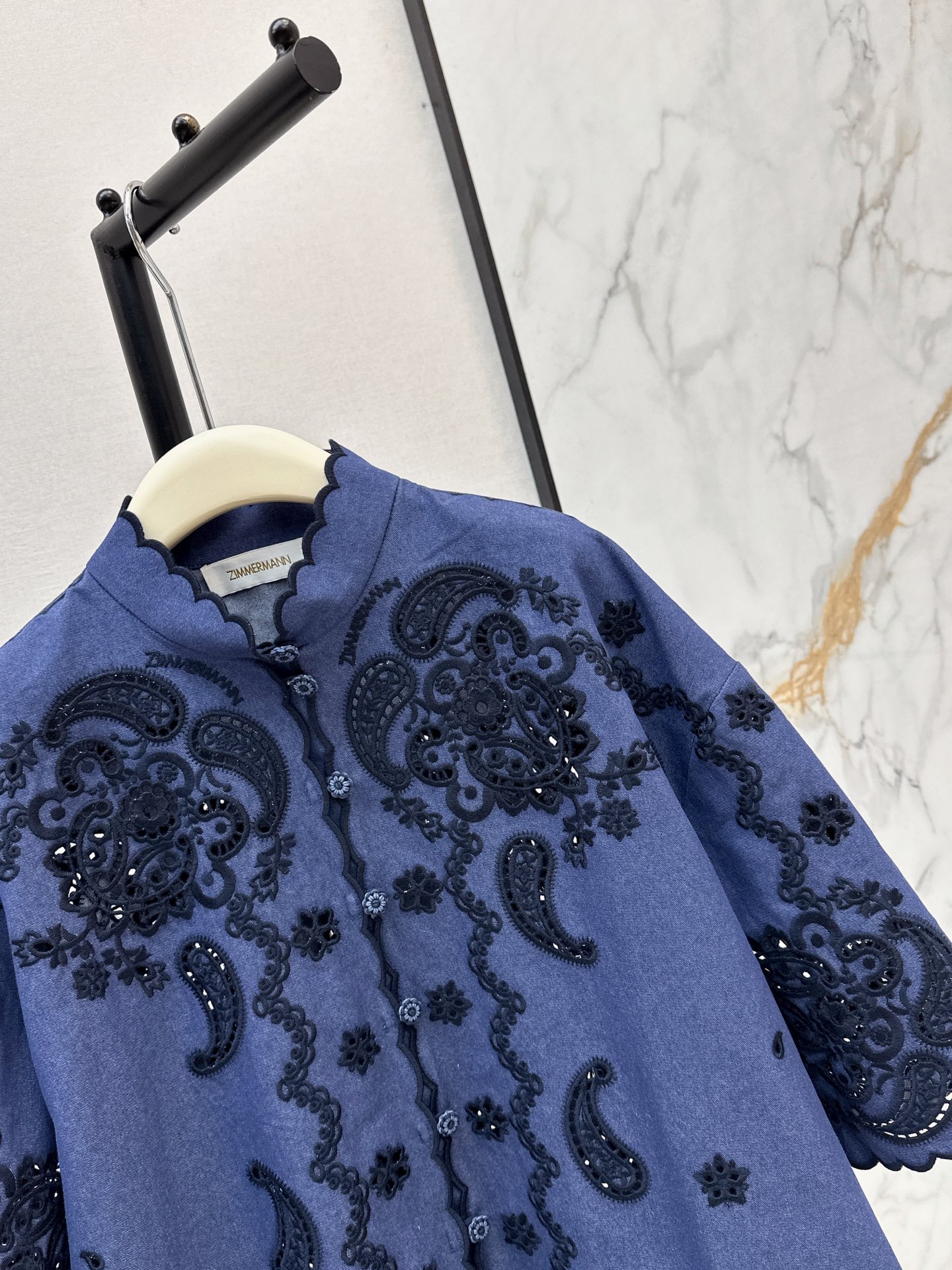Zimm 26ss embroidery denim shirt