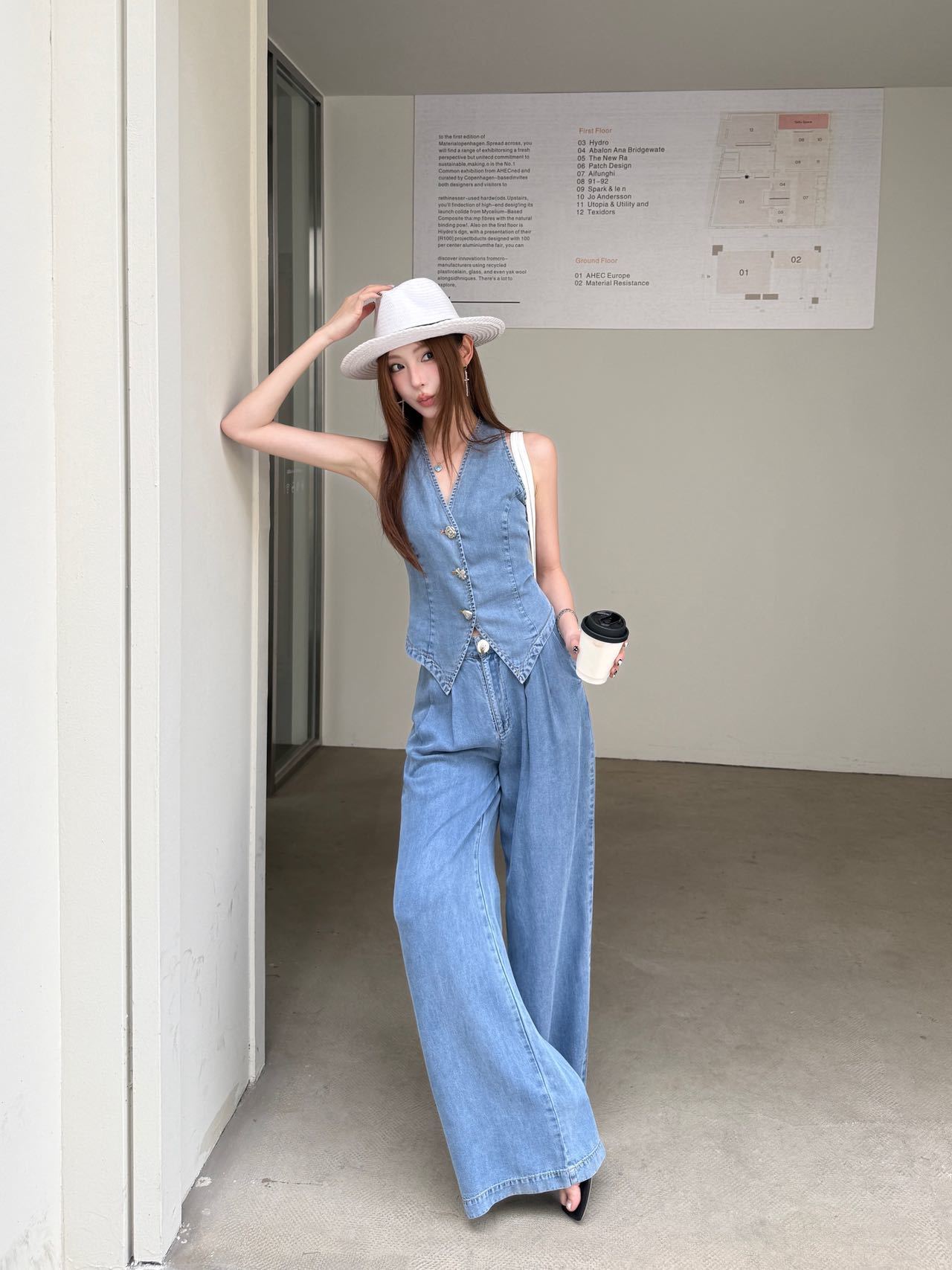 Chan 26ss denim outfit sets