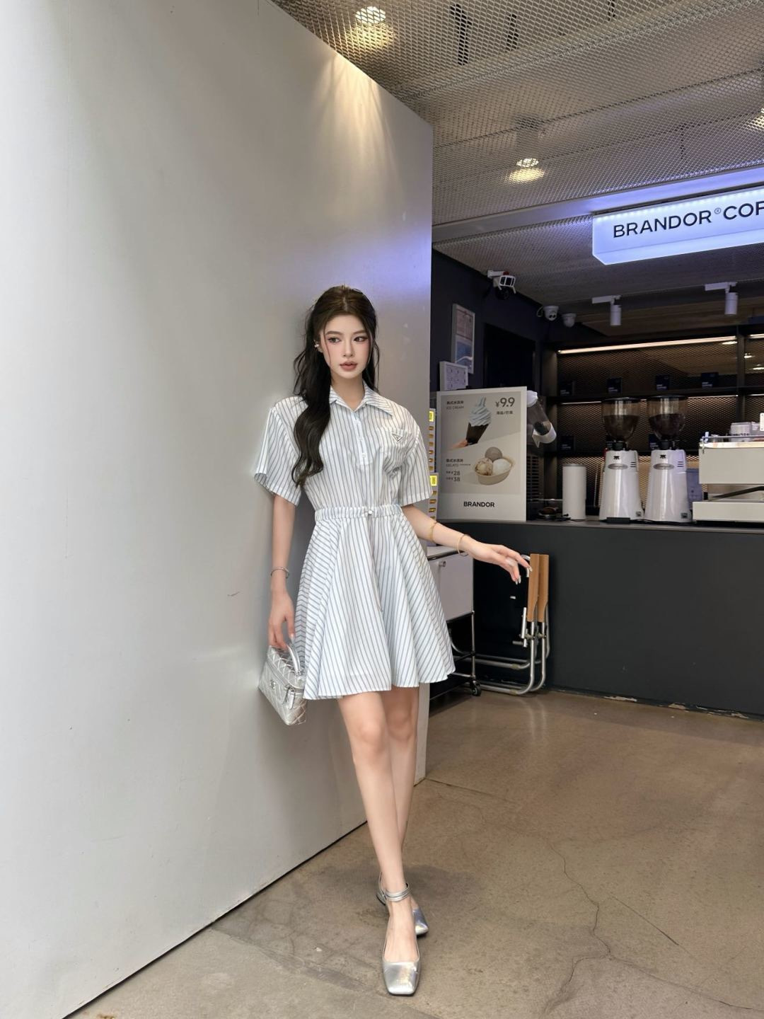 Pra 26ss stripe shirt dress