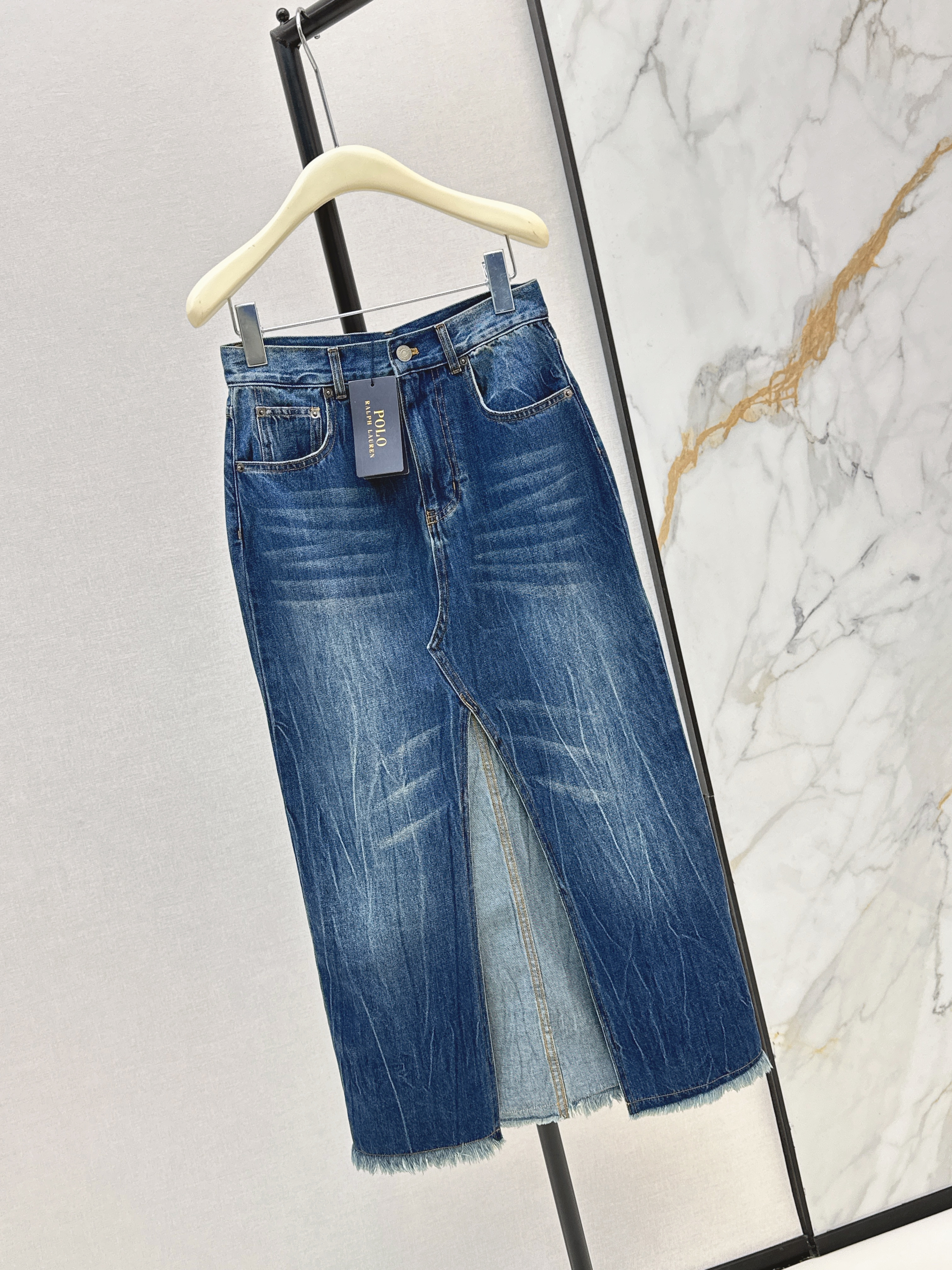 Ralp 26ss front-slit denim skirt
