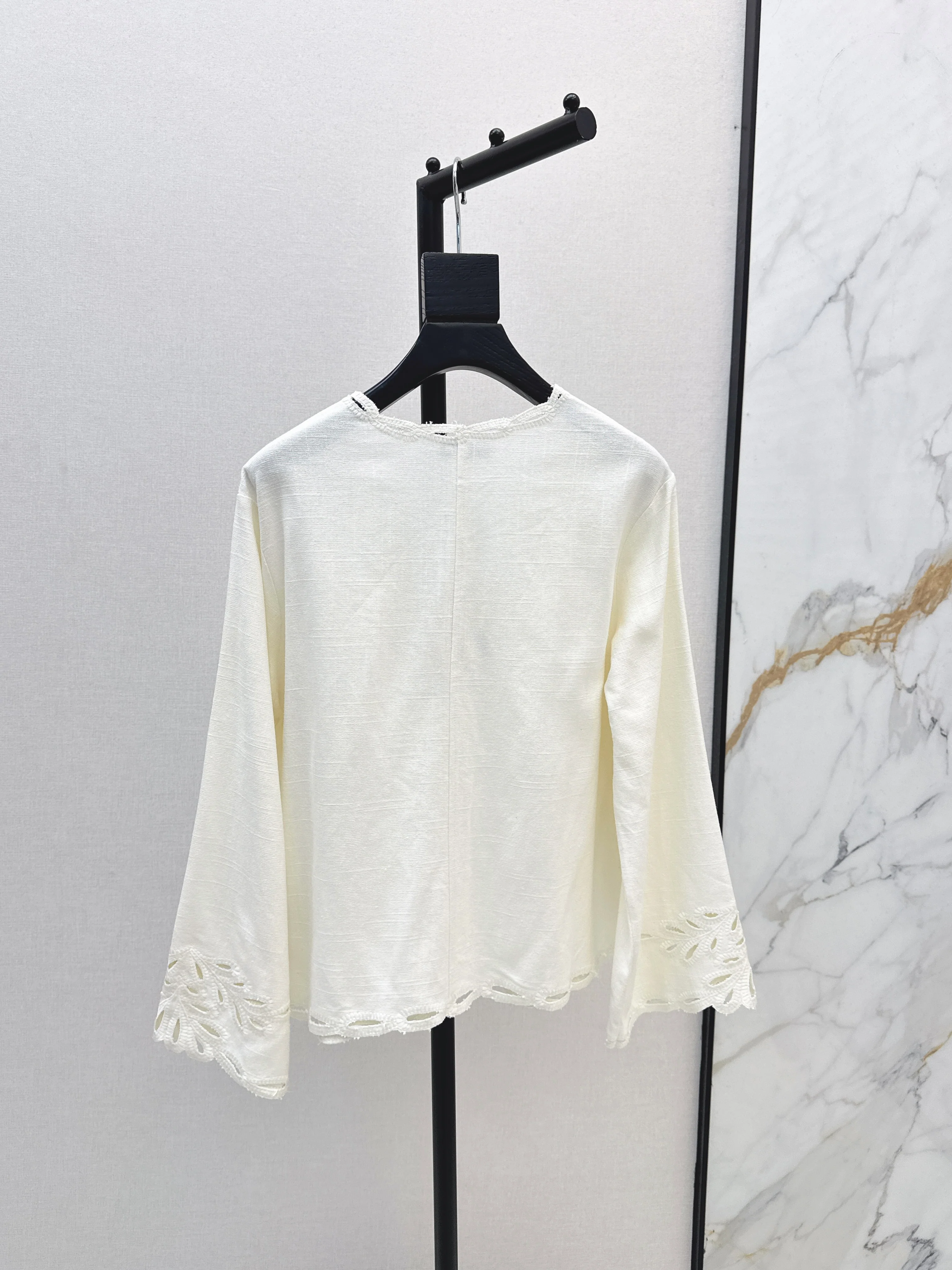 Max 26ss embroidery flounce sleeve  top