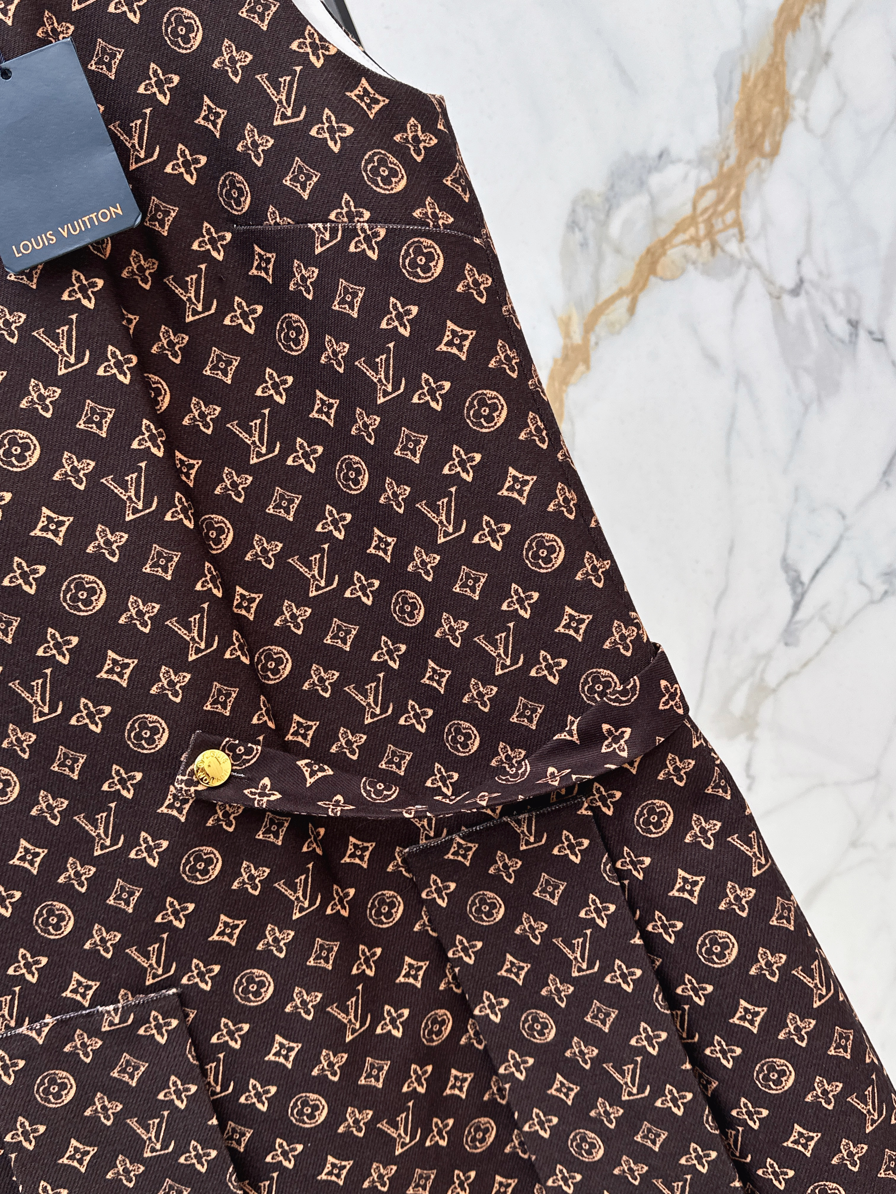 Louis 26ss print sleeveless dress