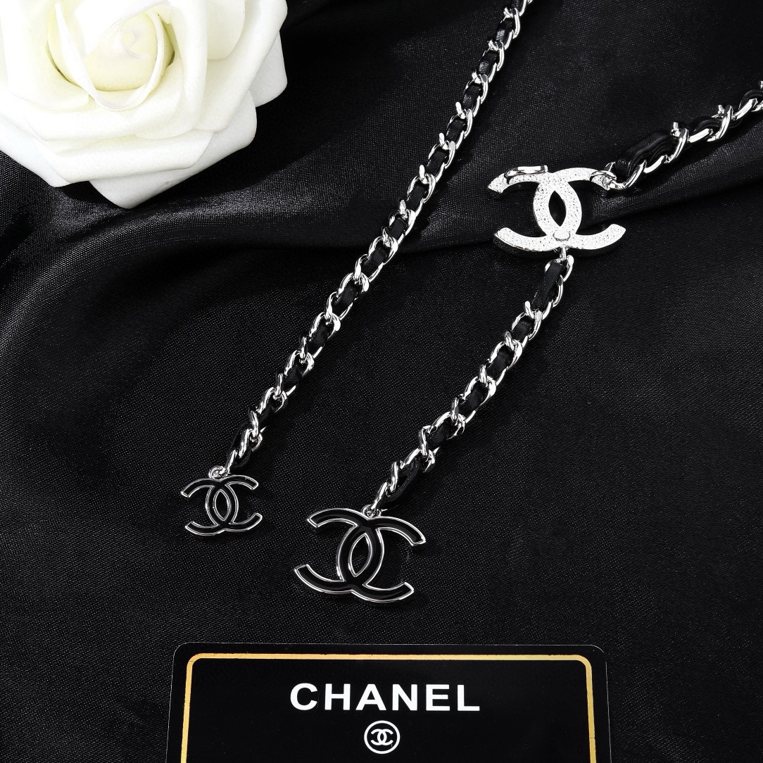Chan Black Silver Chain Belt