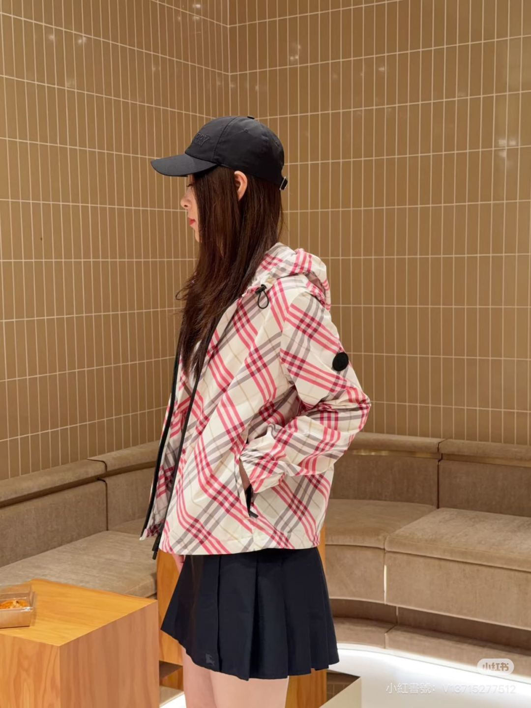 Burb 26ss check hooded jacket