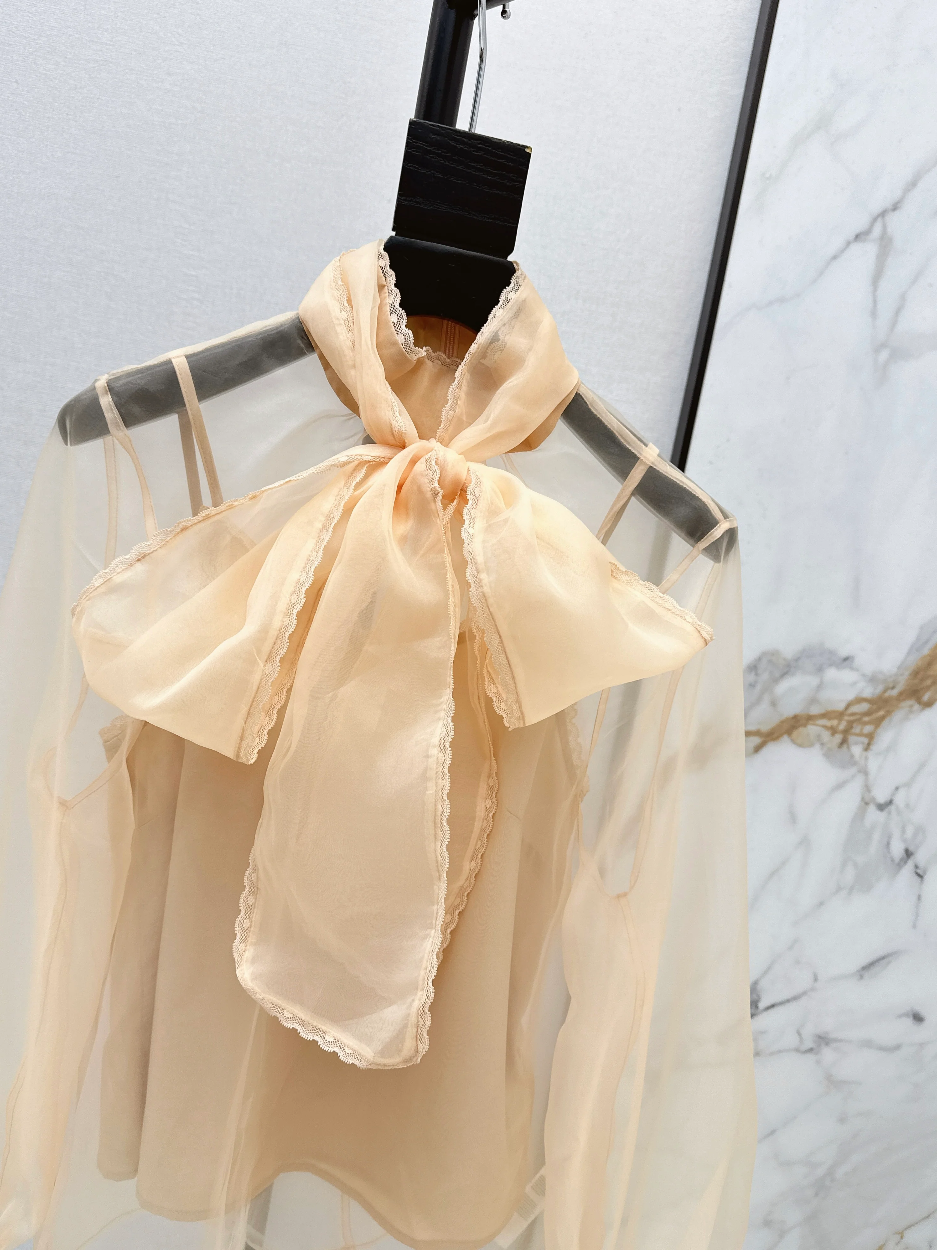 Zimm 26ss bow tie silk shirts