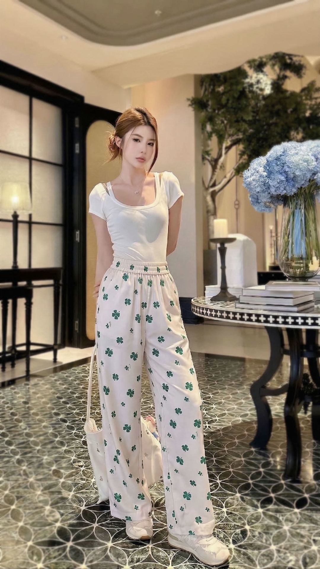 CD 26ss print straight pants