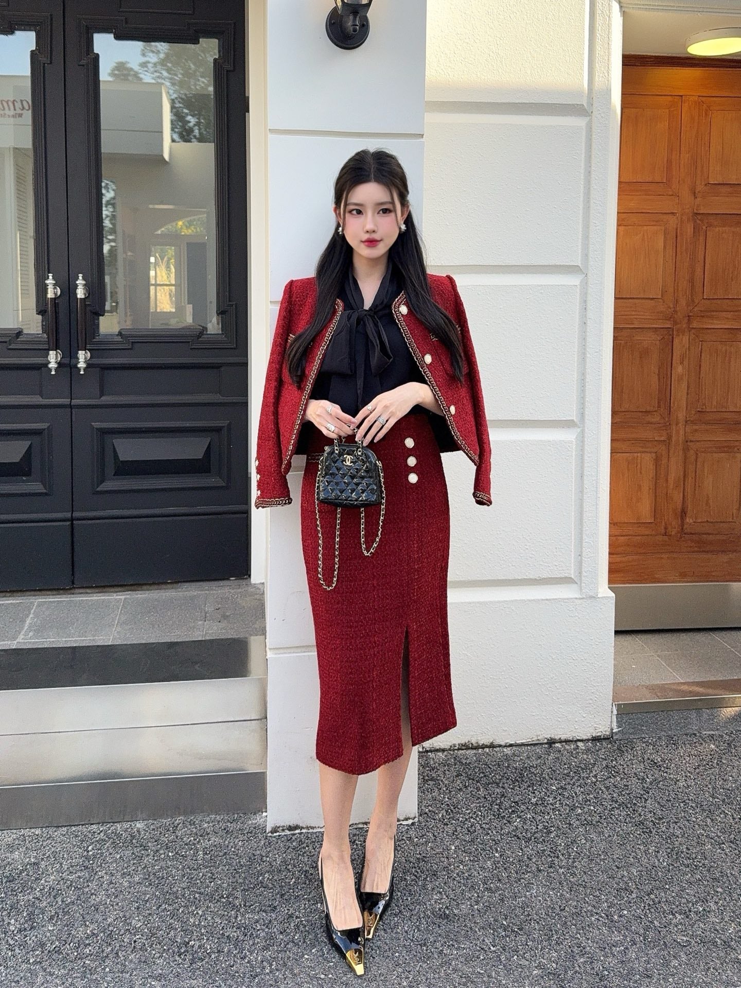 Chan 25fw woven A-line skirt