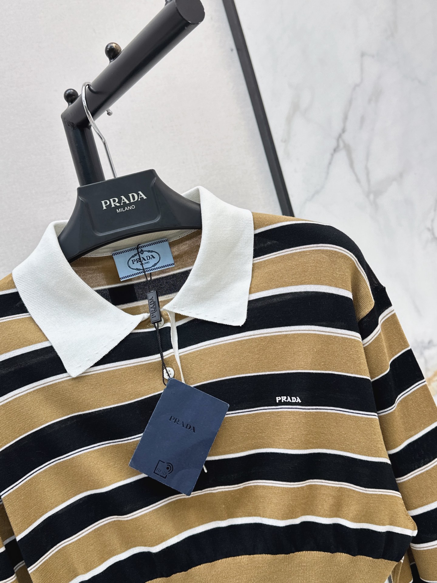 Pra 26ss stripe cropped knitwear