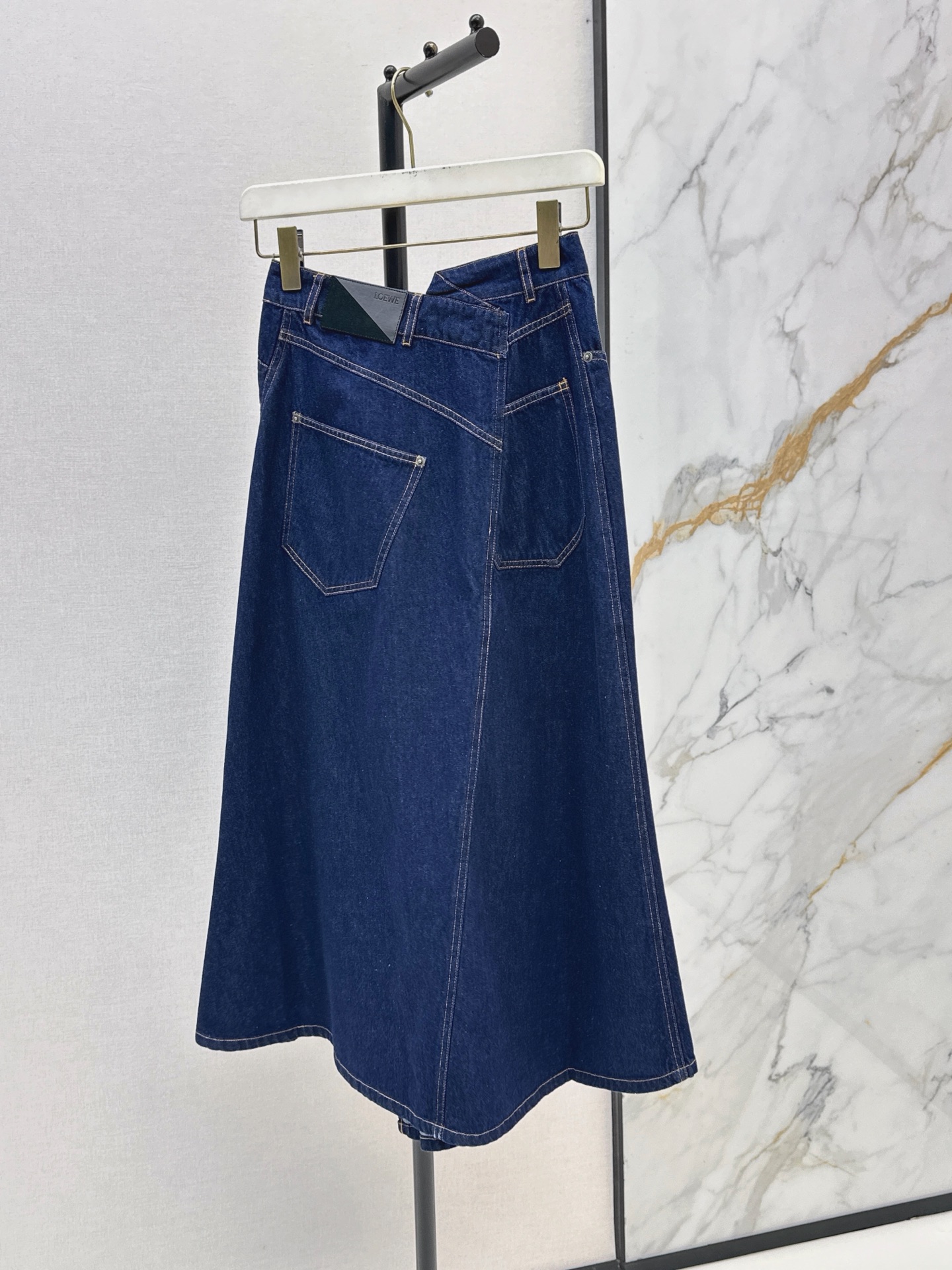Loe 26ss asymmetrical denim skirt