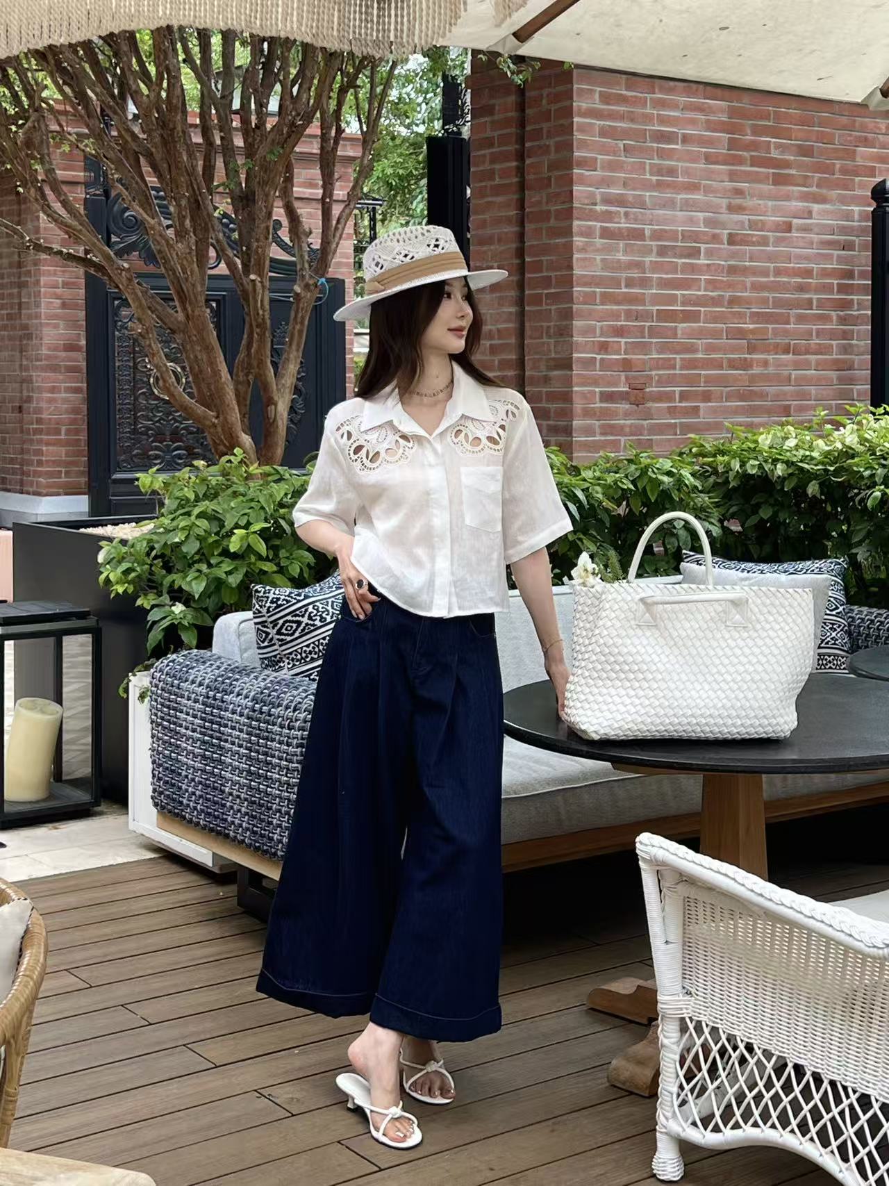 Loe 26ss cropped denim pants