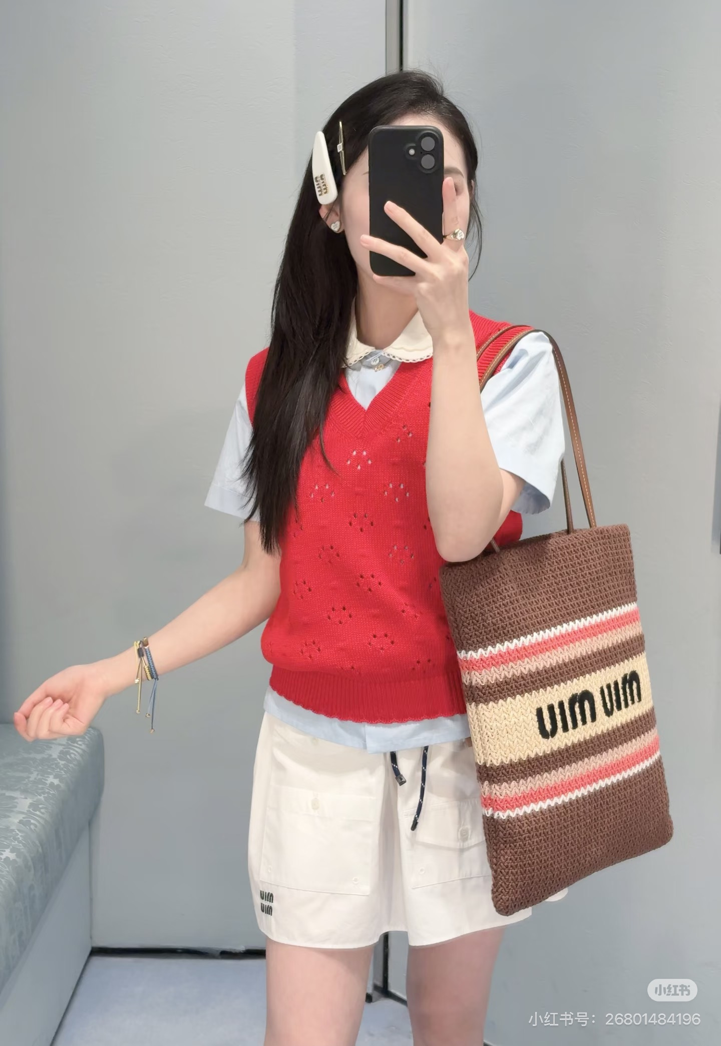 Miu 26ss hollow knit vest