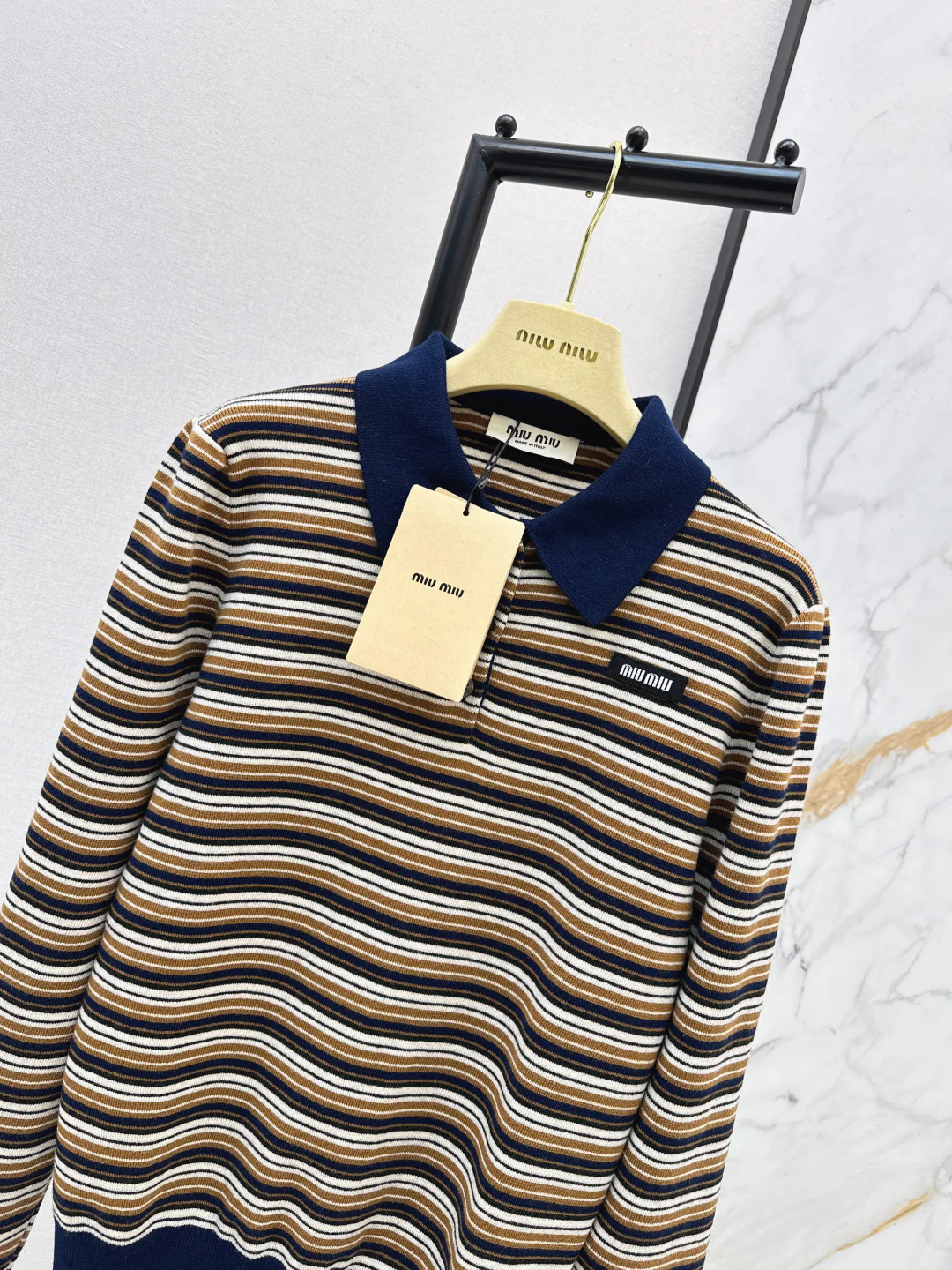 Miu 26ss stripe polo shirts